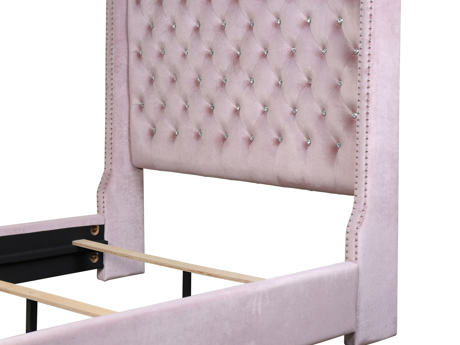 Franco Pink Velvet King Upholstered Bed - SET | SH228KPNK-1 | SH228KPNK-3 - Bien Home Furniture & Electronics