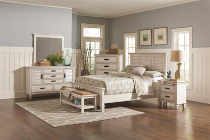 Franco Queen Panel Bed Antique White - 205331Q - Bien Home Furniture &amp; Electronics