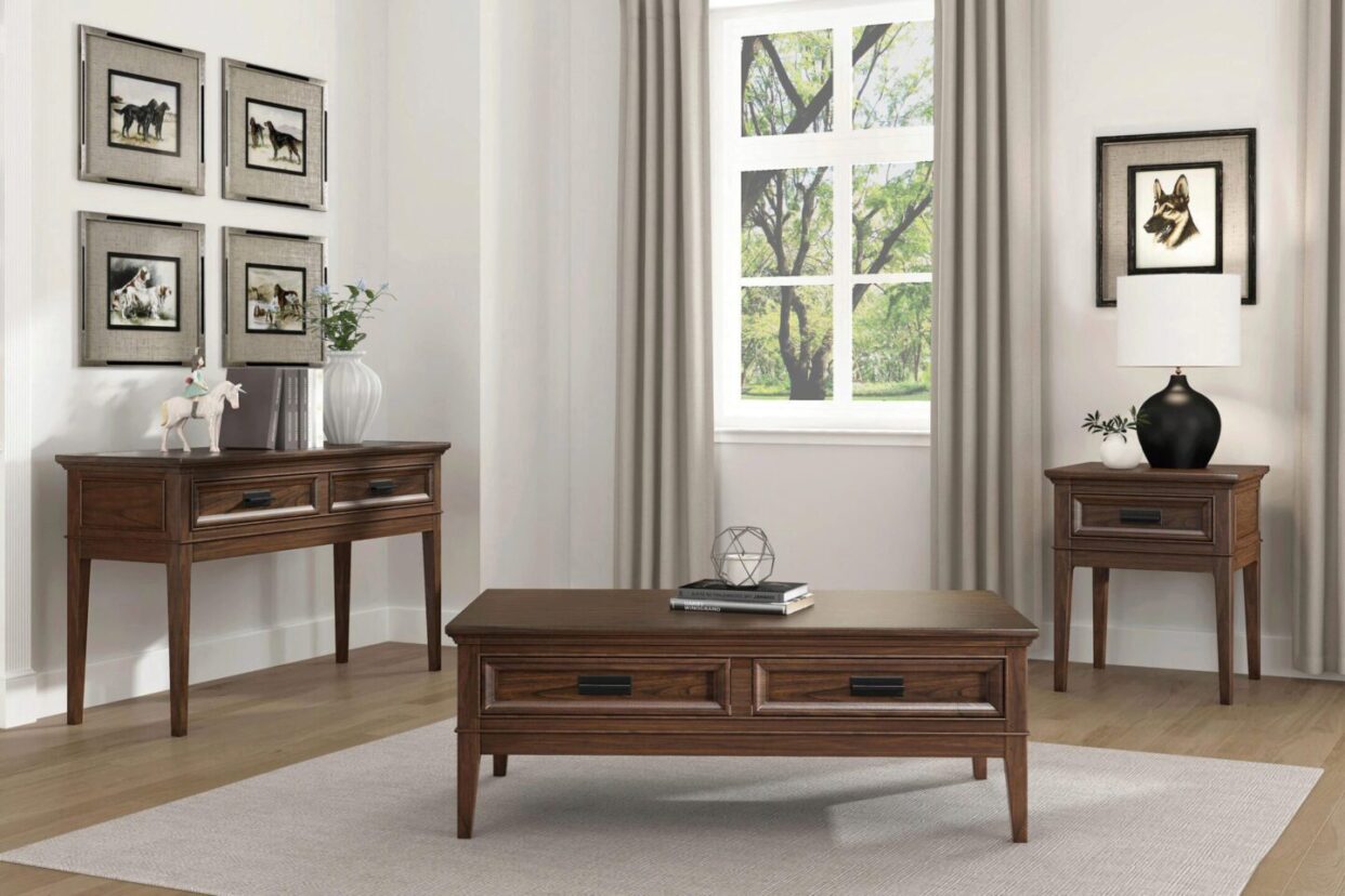 Frazier Park Brown Cherry Wood Sofa Table - 1649-05 - Bien Home Furniture & Electronics