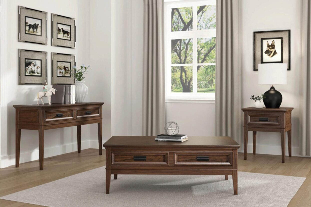 Frazier Park Brown Cherry Wood Sofa Table - 1649-05 - Bien Home Furniture &amp; Electronics