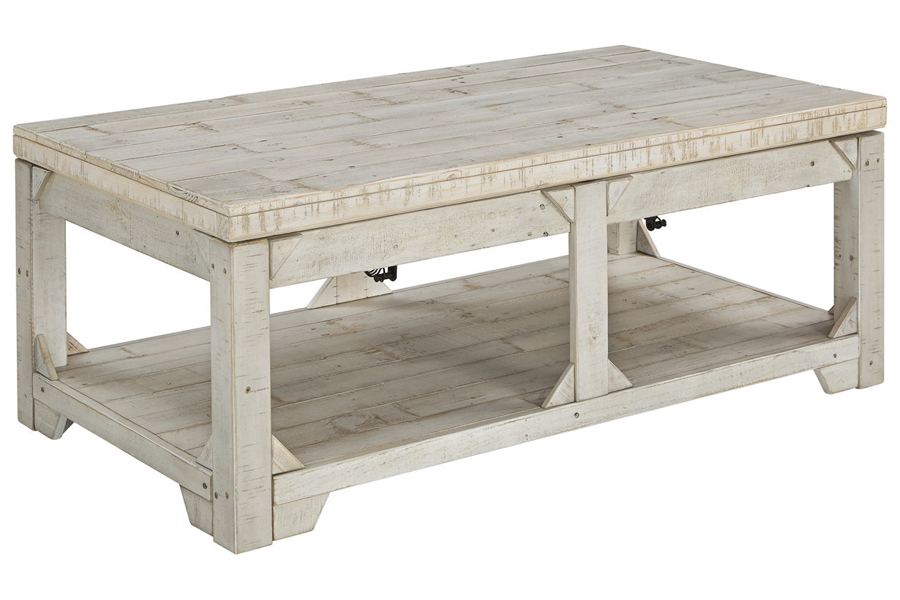 Fregine Whitewash Coffee Table with Lift Top - T755-9 - Bien Home Furniture & Electronics