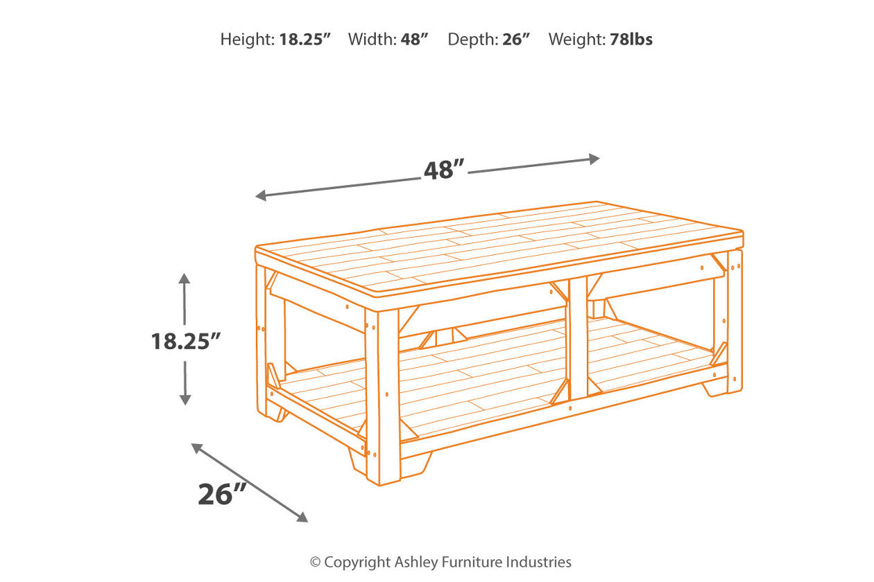 Fregine Whitewash Coffee Table with Lift Top - T755-9 - Bien Home Furniture & Electronics