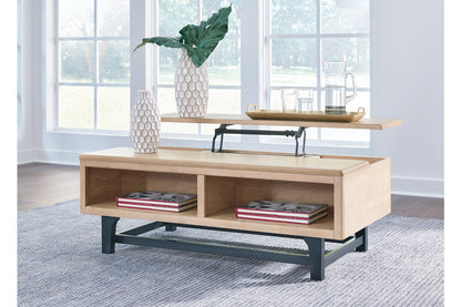 Freslowe Light Brown/Black Lift-Top Coffee Table - T931-9 - Bien Home Furniture &amp; Electronics