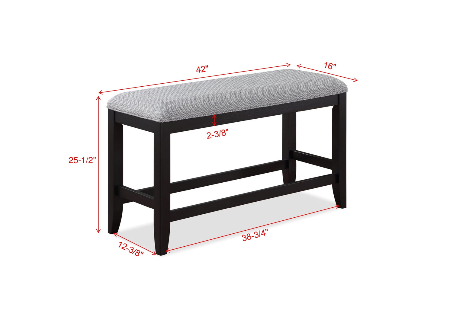 Frey Black/Gray Counter Height Bench - 2716-BENCH - Bien Home Furniture & Electronics