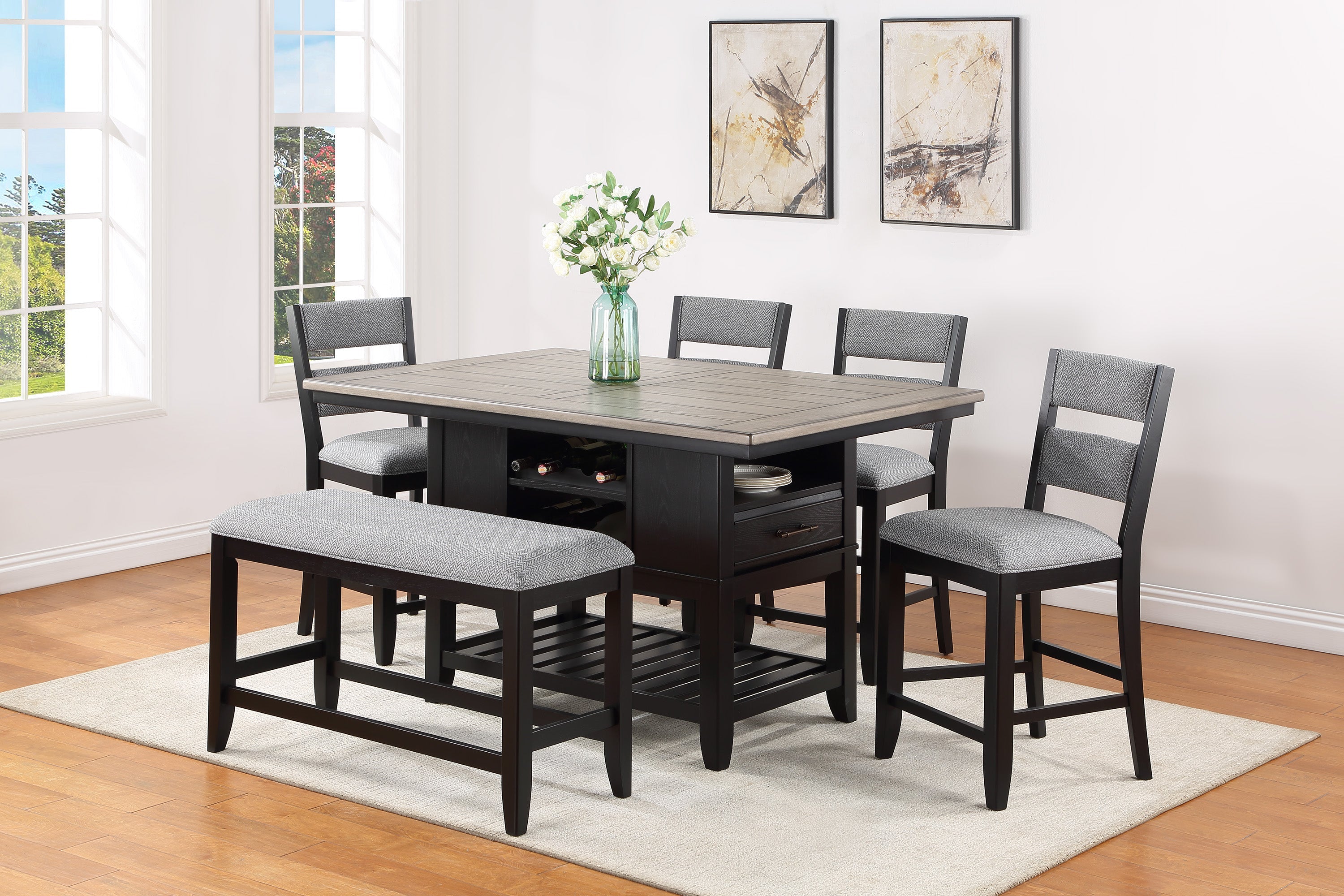 Frey Black/Gray Counter Height Set - SET | 2716T-4060-TOP | 2716T-4060-BASE | 2716S-24(2) - Bien Home Furniture & Electronics