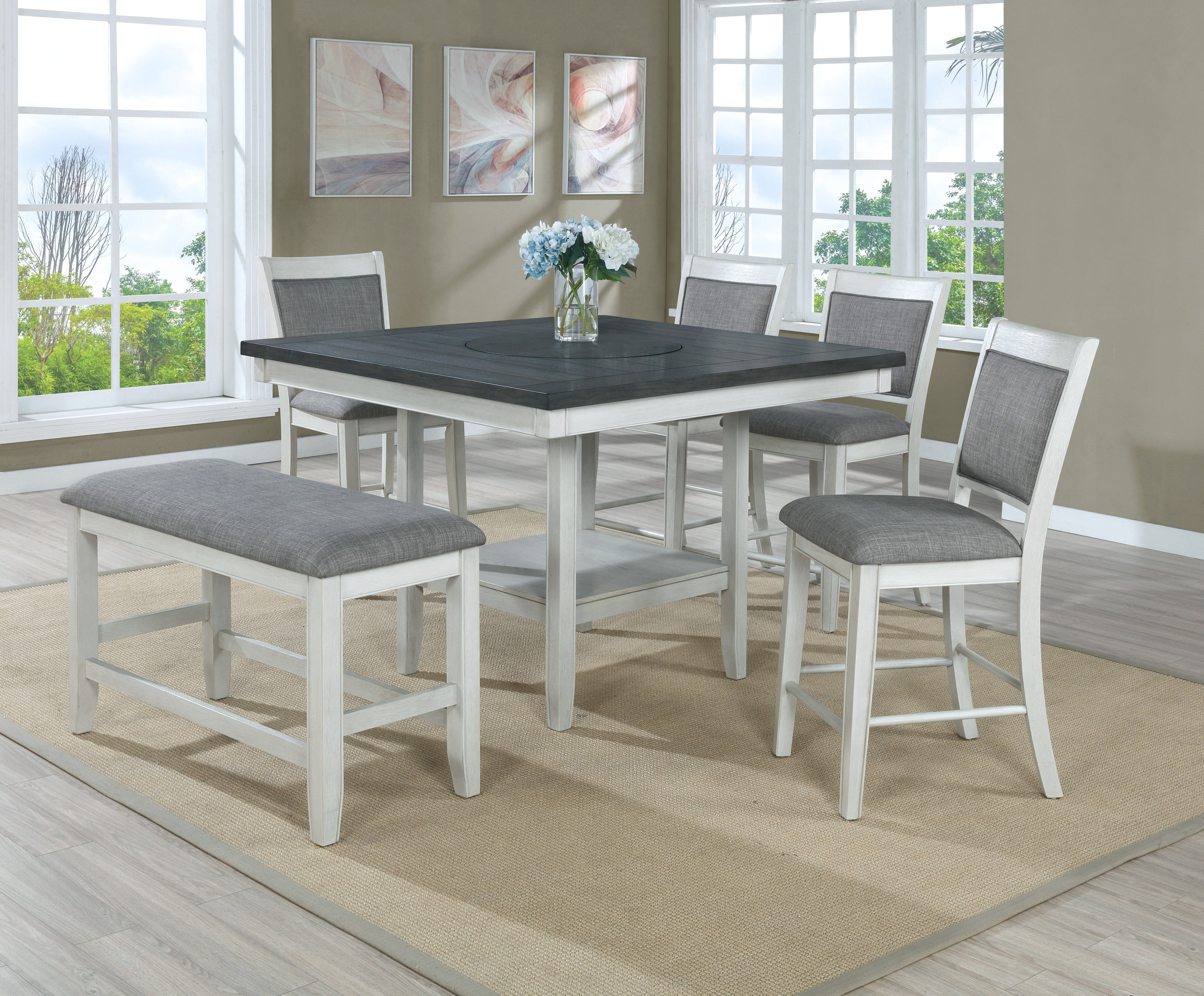 Fulton Chalk/White Counter Height Set - SET | 2727CG-T-4848 | 2727WH-S-24(4) - Bien Home Furniture & Electronics
