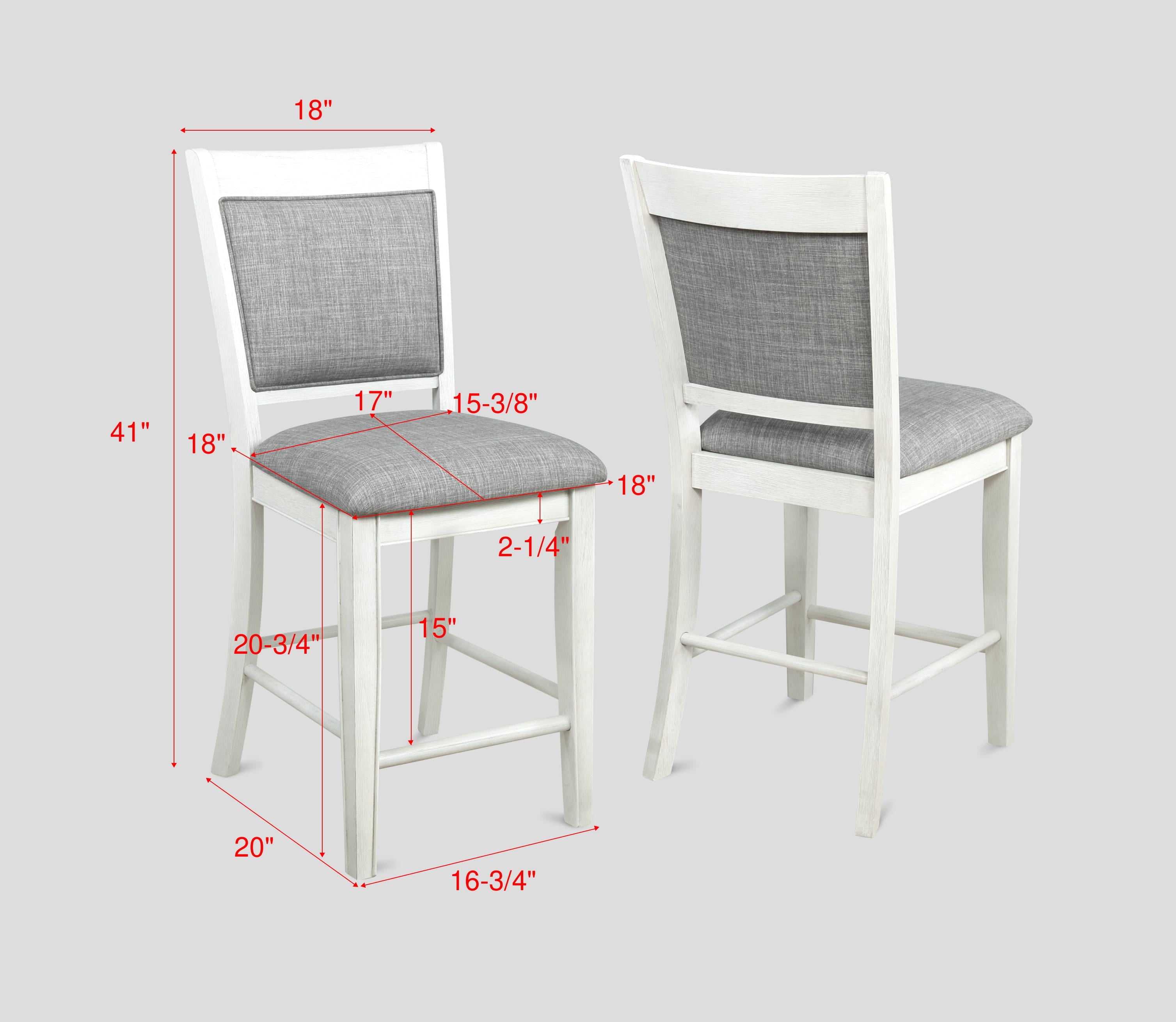 Fulton Chalk/White Counter Height Set - SET | 2727CG-T-4848 | 2727WH-S-24(4) - Bien Home Furniture & Electronics