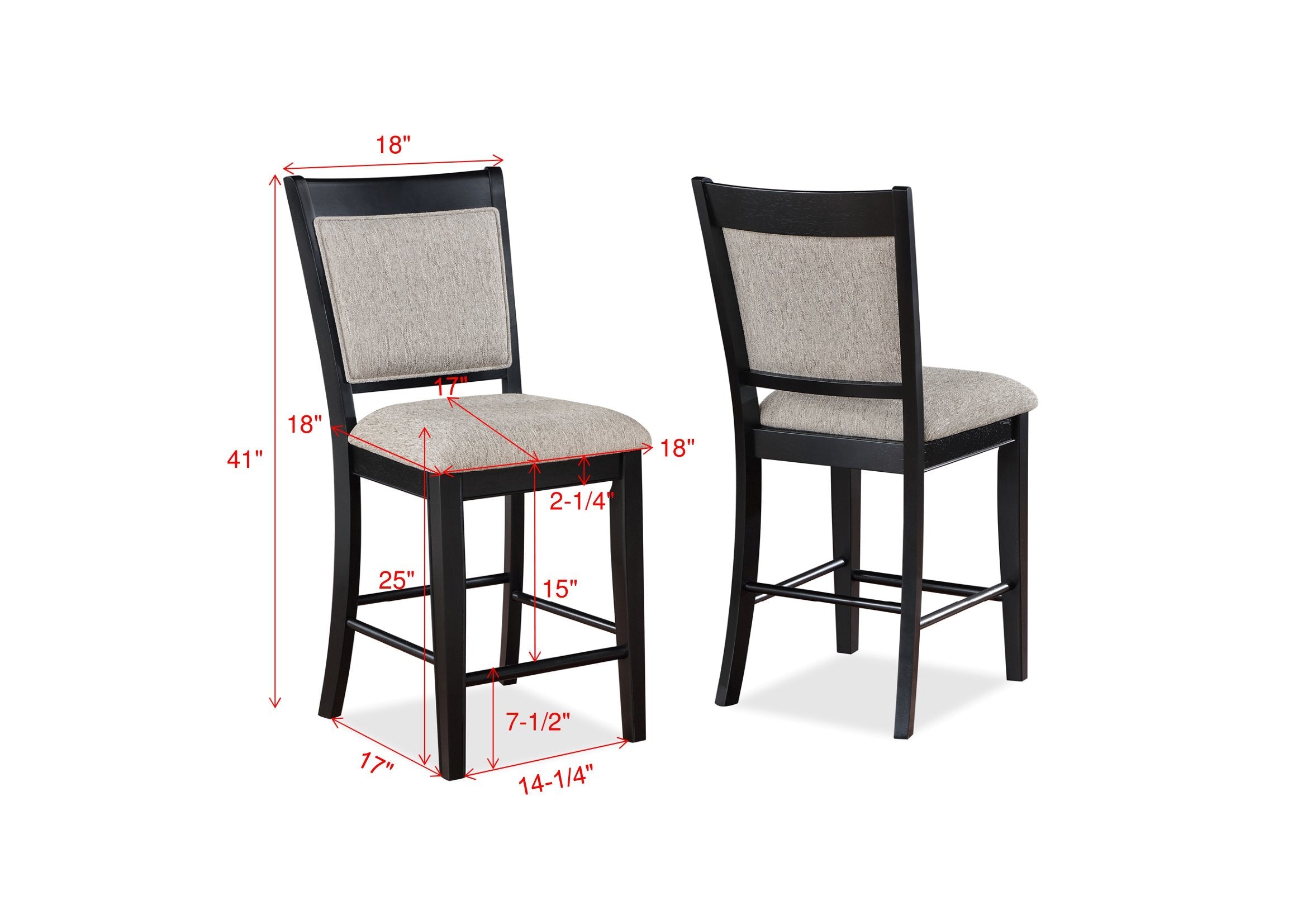 Fulton Charcoal/Light Gray Extendable Counter Height Dining Set - SET | 2727LG-T-4848 | 2727LG-S-24(2) - Bien Home Furniture & Electronics