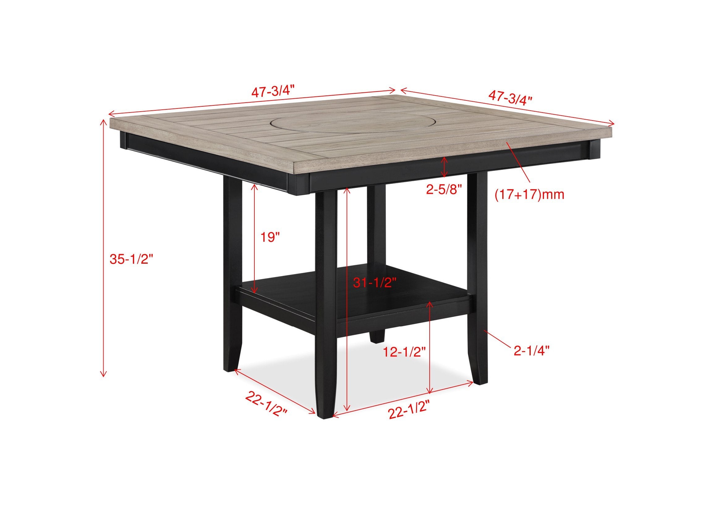 Fulton Charcoal/Light Gray Extendable Counter Height Dining Set - SET | 2727LG-T-4848 | 2727LG-S-24(2) - Bien Home Furniture & Electronics