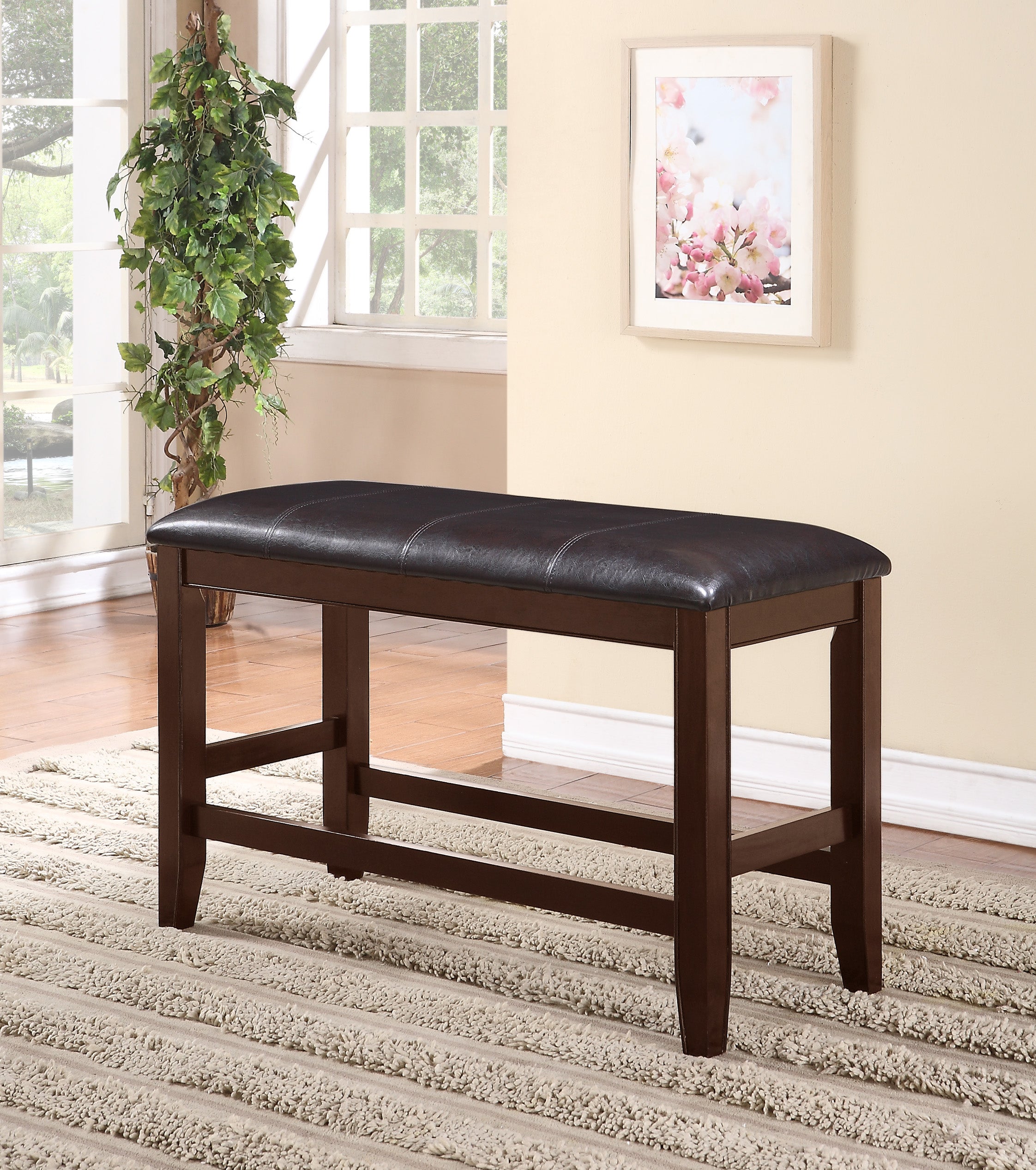 Fulton Espresso Counter Height Set - SET | 2727T-4848-V | 2727S-24-V(2) | 2727-BENCH-V - Bien Home Furniture & Electronics