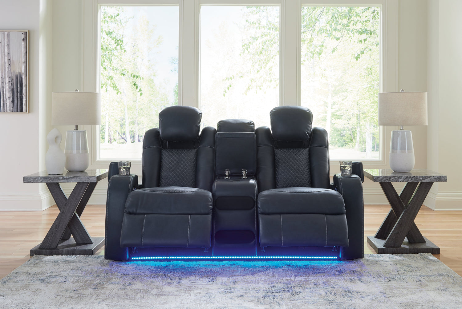 Fyne-Dyme Sapphire Power Reclining Loveseat with Console - 3660318 - Bien Home Furniture & Electronics