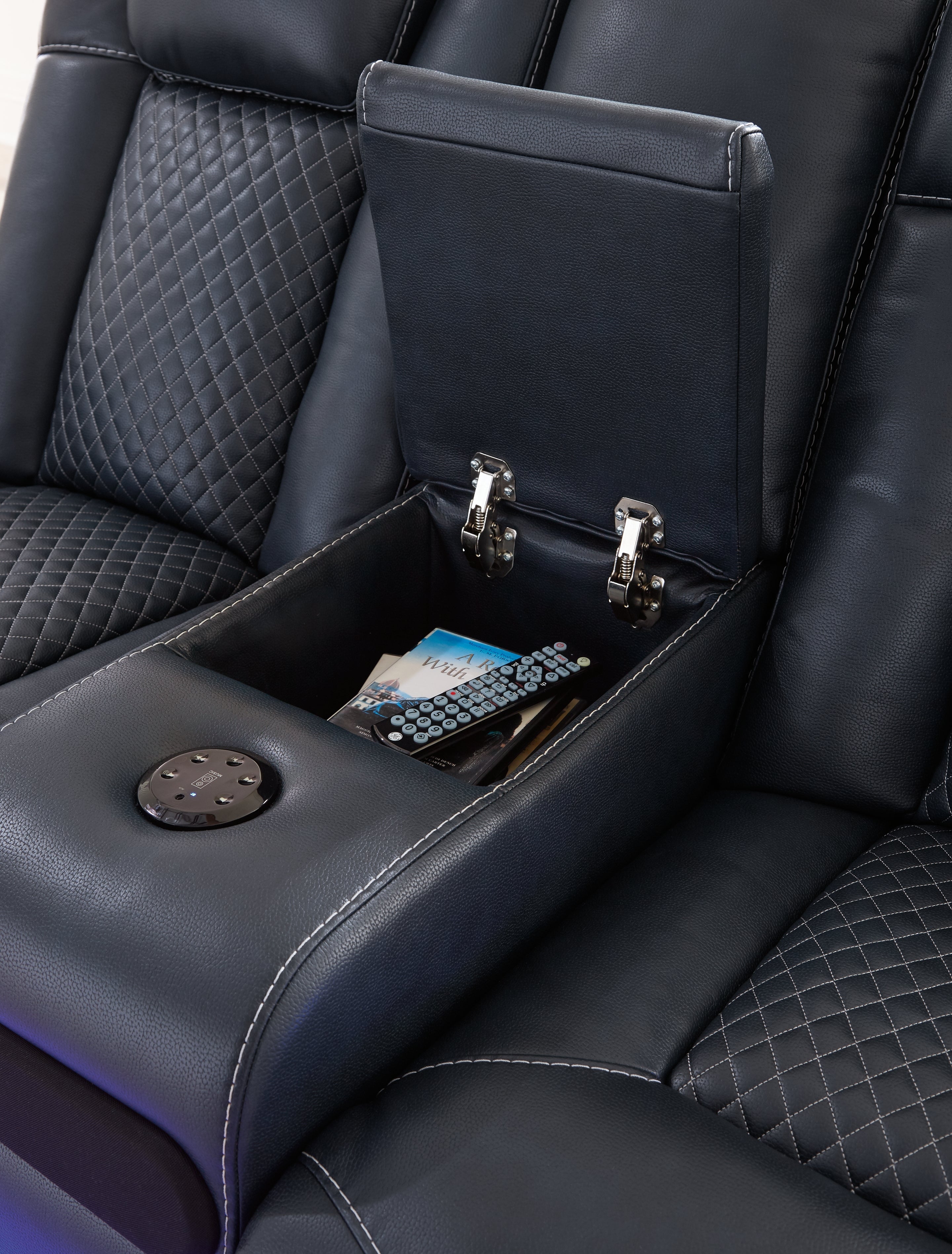 Fyne-Dyme Sapphire Power Reclining Loveseat with Console - 3660318 - Bien Home Furniture & Electronics