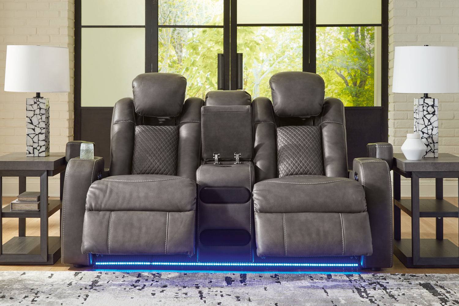 Fyne-Dyme Shadow Power Reclining Loveseat with Console - 3660218 - Bien Home Furniture & Electronics