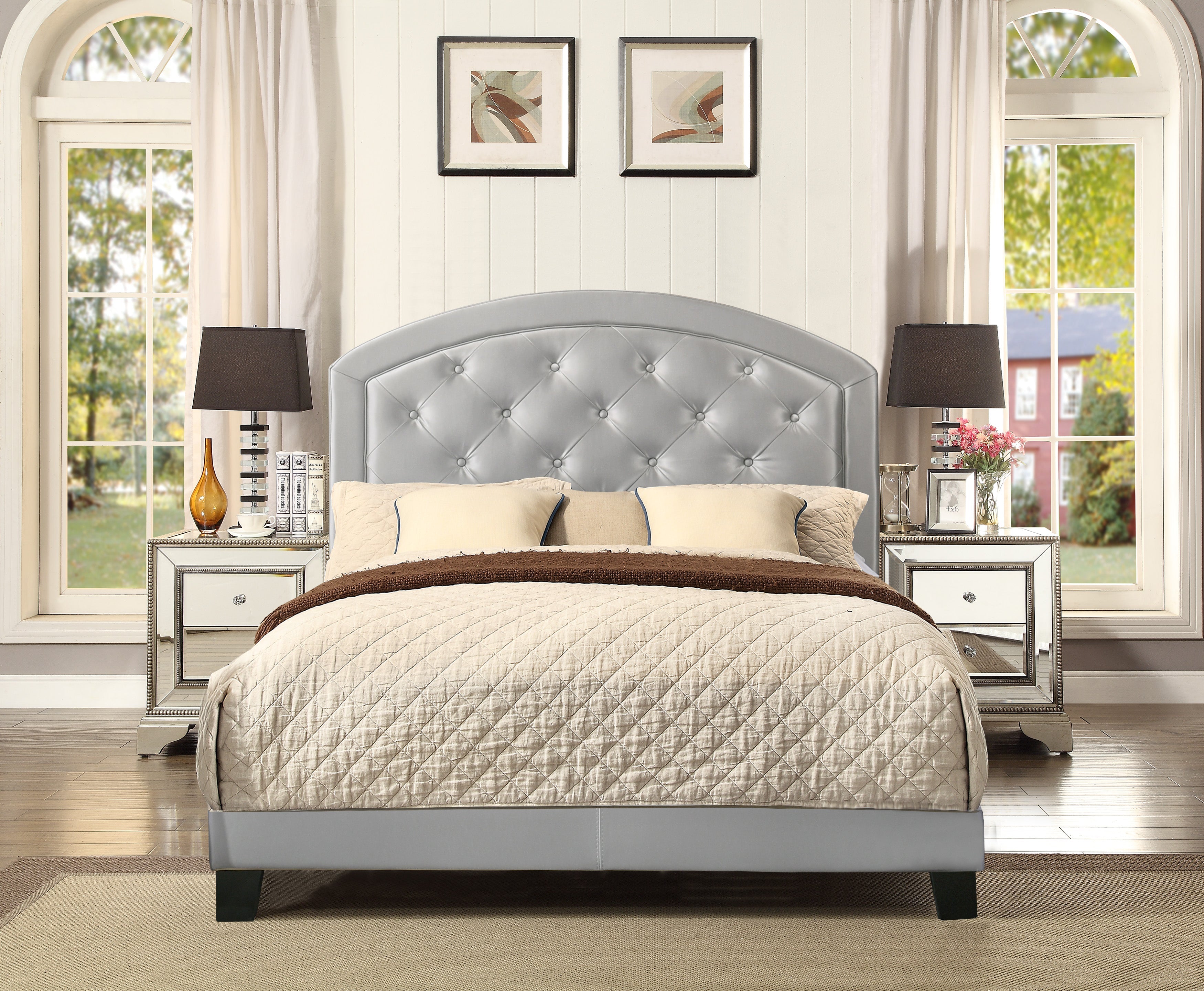 Gaby Silver Full Upholstered Platform Bed - 5269PUSL-F - Bien Home Furniture & Electronics