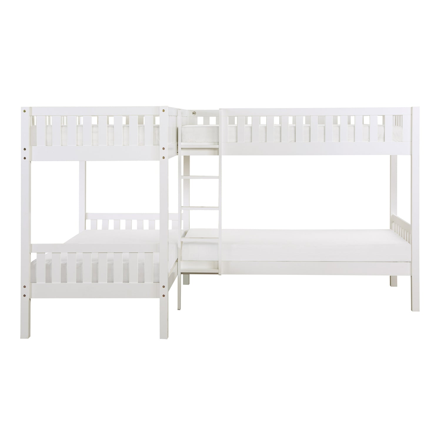 Galen White Corner Bunk Bed - SET | B2053CNW-1 | B2053CNW-2 | B2053CNW-SL - Bien Home Furniture & Electronics