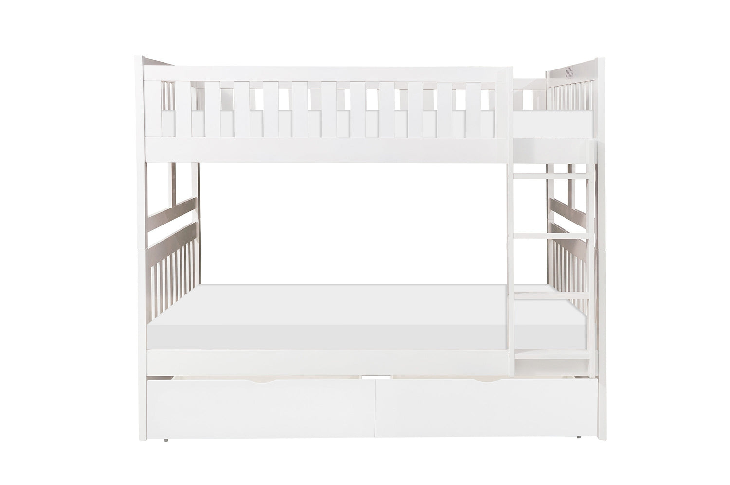 Galen White Full/Full Bunk Bed with Storage Boxes - SET | B2053FFW-1 | B2053FFW-2 | B2053FFW-SL | B2053W-T - Bien Home Furniture & Electronics