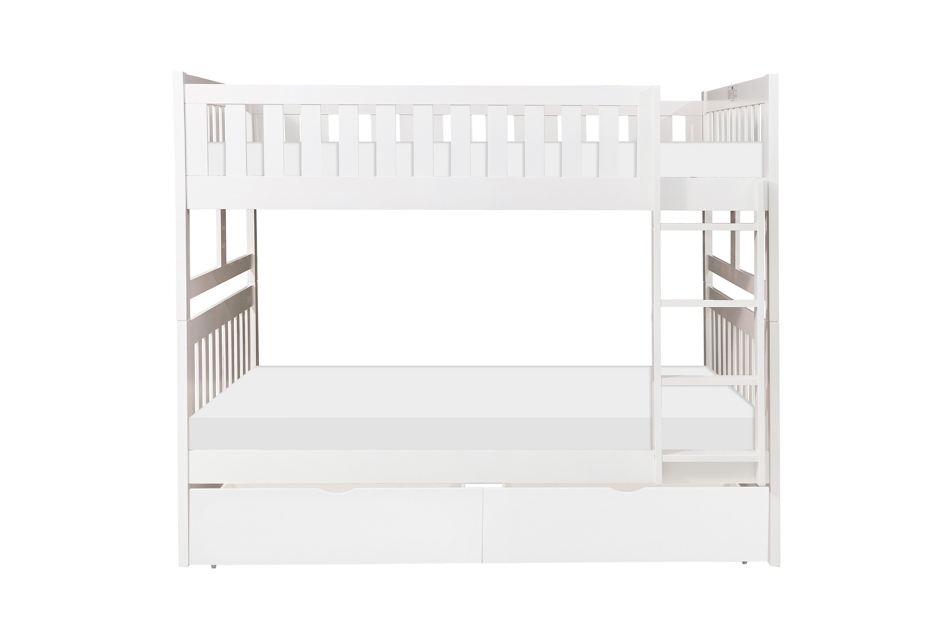 Galen White Full/Full Bunk Bed with Storage Boxes - SET | B2053FFW-1 | B2053FFW-2 | B2053FFW-SL | B2053W-T - Bien Home Furniture &amp; Electronics