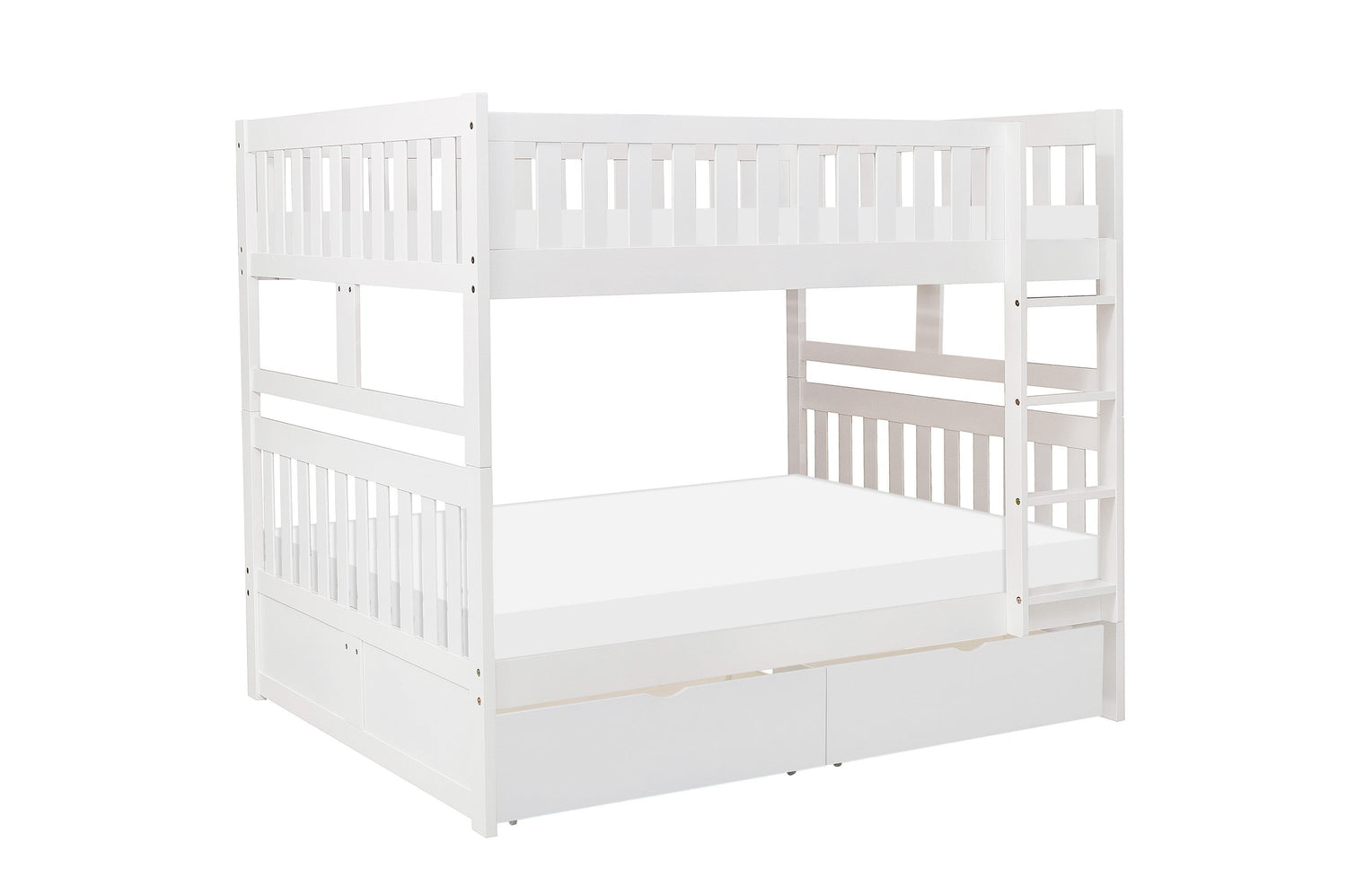Galen White Full/Full Bunk Bed with Storage Boxes - SET | B2053FFW-1 | B2053FFW-2 | B2053FFW-SL | B2053W-T - Bien Home Furniture & Electronics