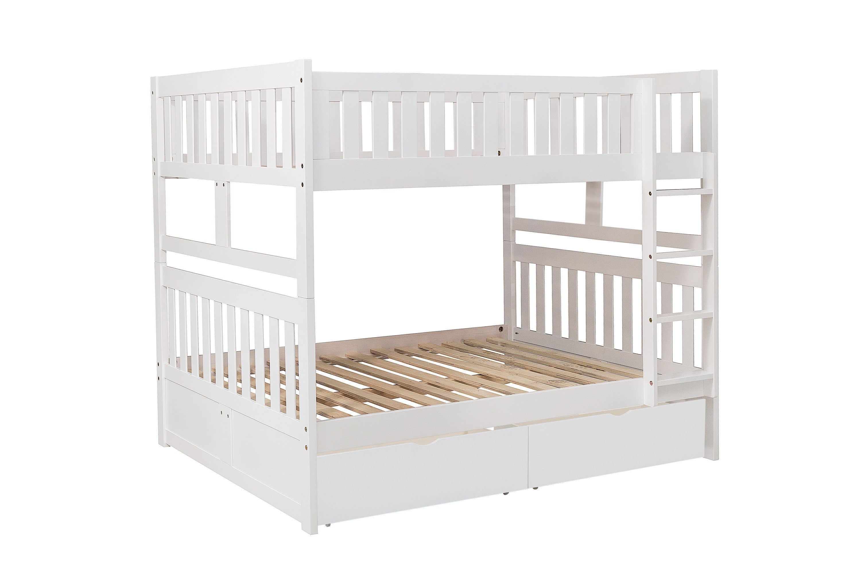 Galen White Full/Full Bunk Bed with Storage Boxes - SET | B2053FFW-1 | B2053FFW-2 | B2053FFW-SL | B2053W-T - Bien Home Furniture &amp; Electronics