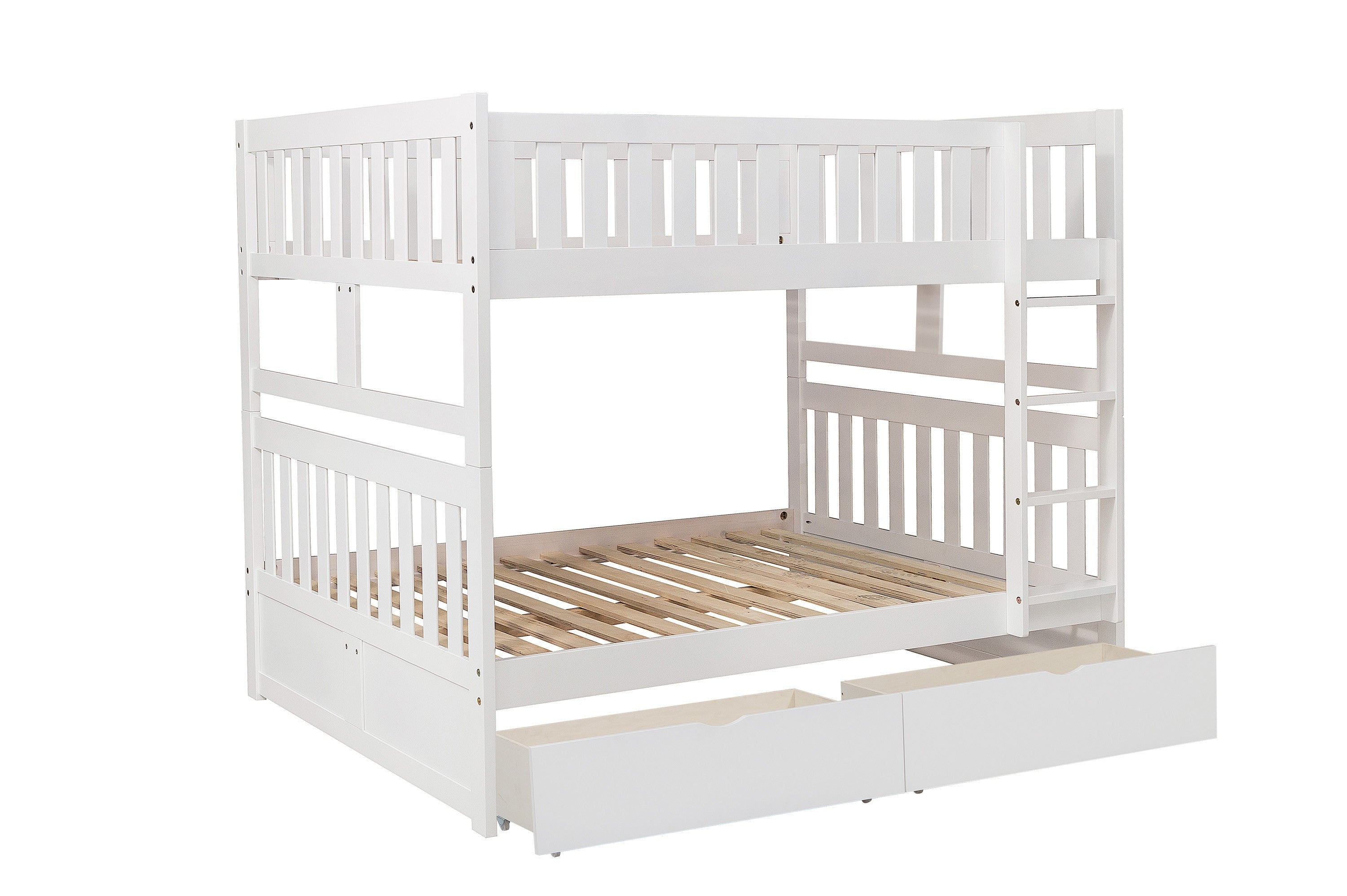 Galen White Full/Full Bunk Bed with Storage Boxes - SET | B2053FFW-1 | B2053FFW-2 | B2053FFW-SL | B2053W-T - Bien Home Furniture &amp; Electronics