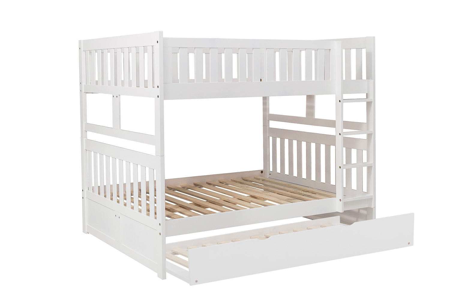 Galen White Full/Full Bunk Bed with Twin Trundle - SET | B2053FFW-1 | B2053FFW-2 | B2053FFW-SL | B2053W-R - Bien Home Furniture & Electronics
