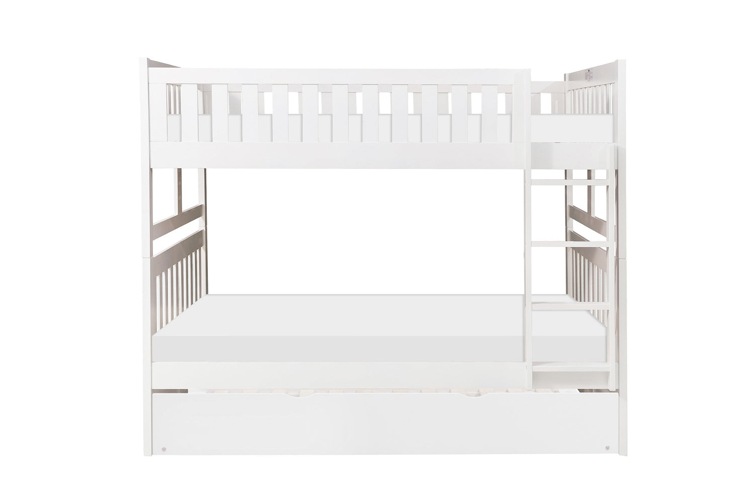 Galen White Full/Full Bunk Bed with Twin Trundle - SET | B2053FFW-1 | B2053FFW-2 | B2053FFW-SL | B2053W-R - Bien Home Furniture & Electronics