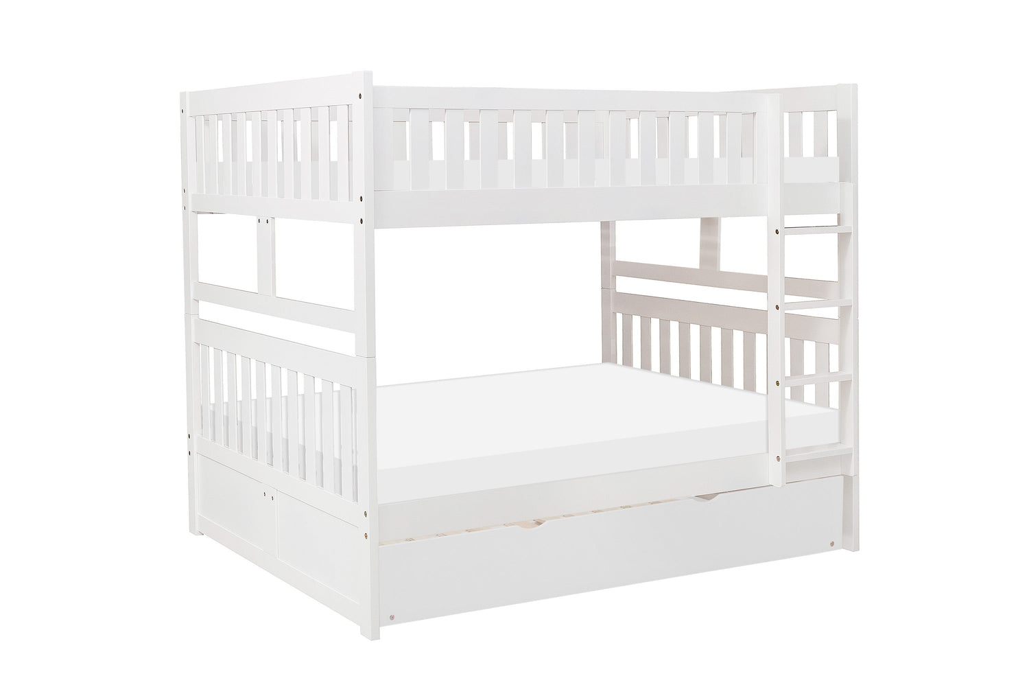Galen White Full/Full Bunk Bed with Twin Trundle - SET | B2053FFW-1 | B2053FFW-2 | B2053FFW-SL | B2053W-R - Bien Home Furniture & Electronics