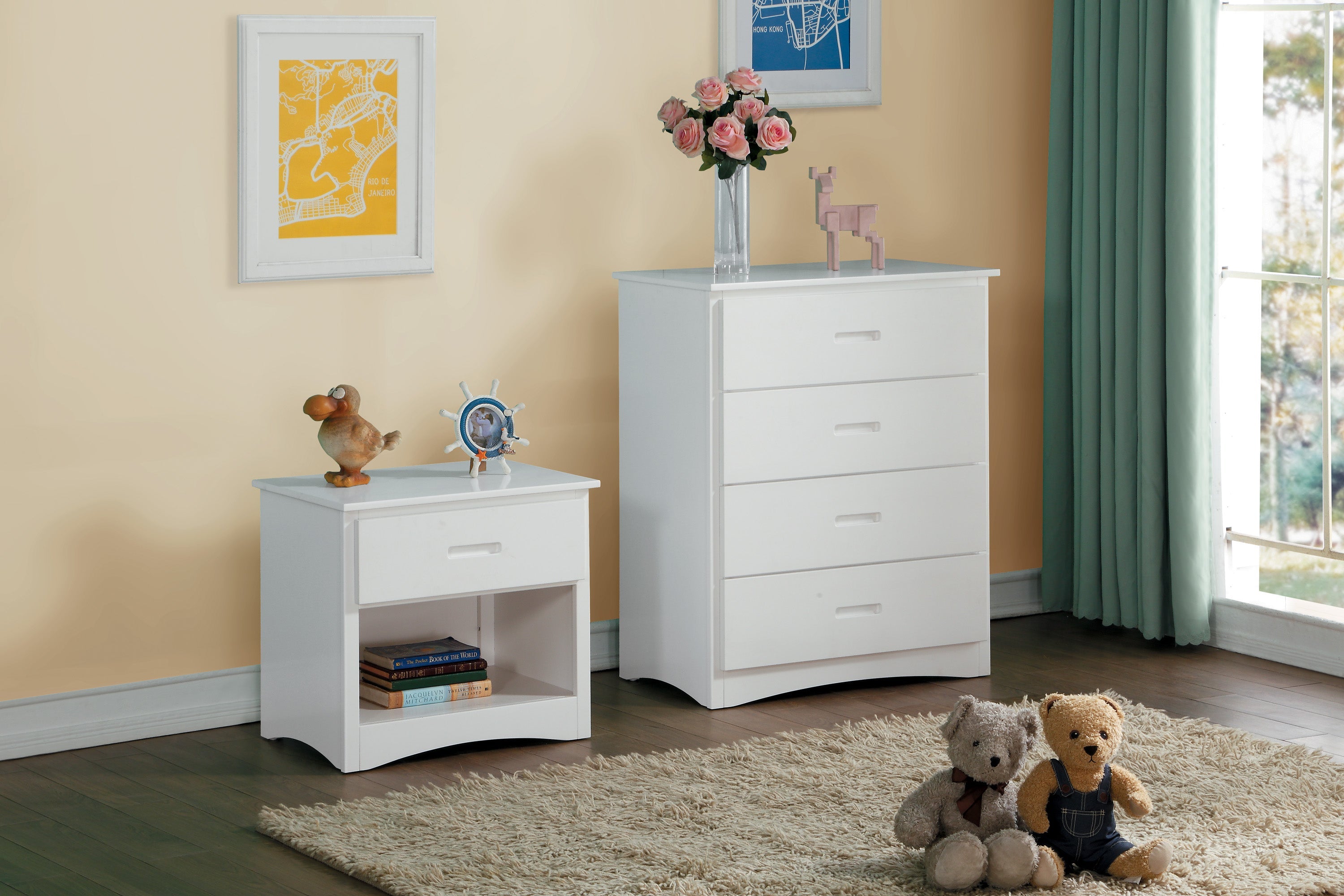 Galen White Nightstand - B2053W-4 - Bien Home Furniture & Electronics
