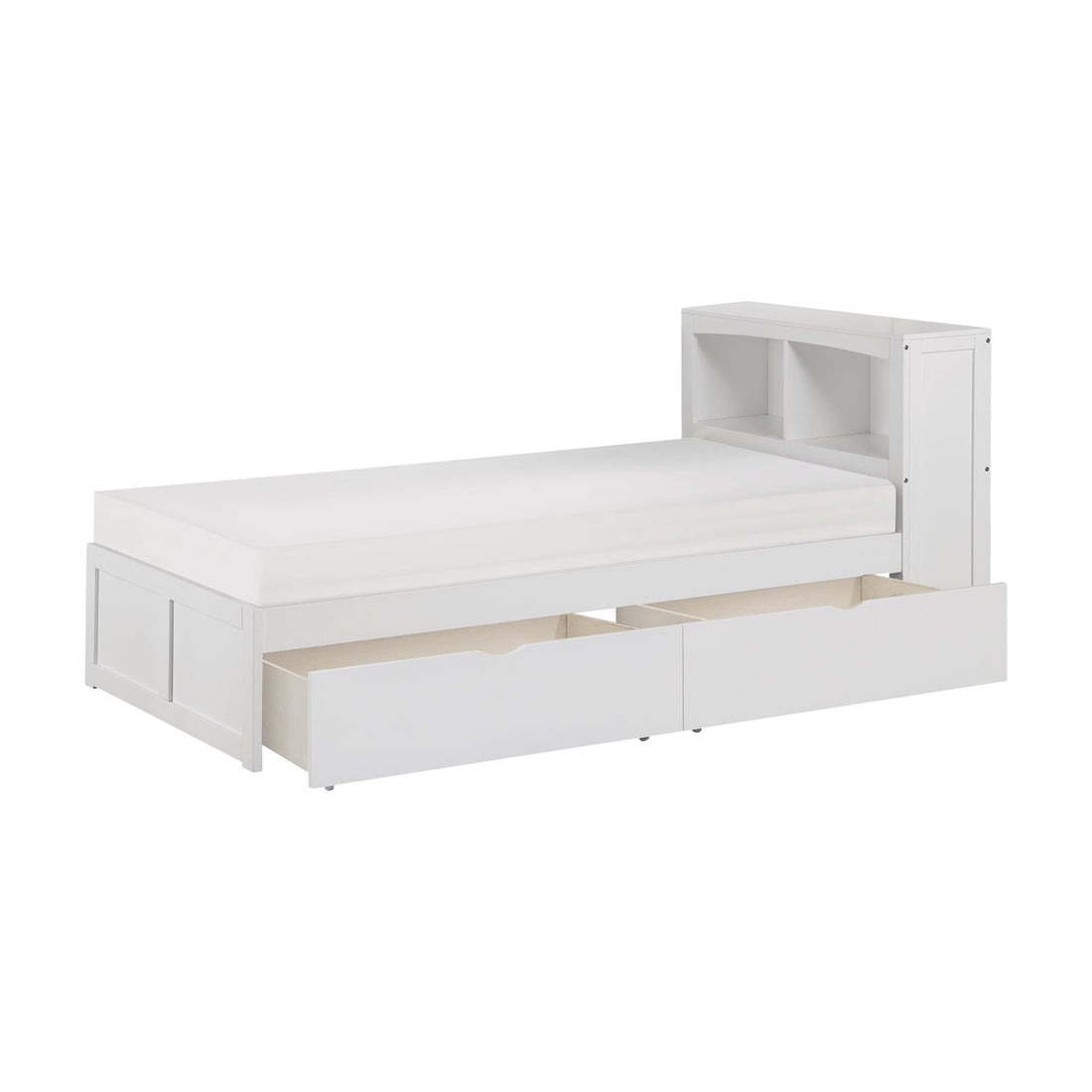 Galen White Twin Bookcase Bed with Storage Boxes - SET | B2053BCW-1 | B2053BCW-2 | B2053W-T - Bien Home Furniture &amp; Electronics