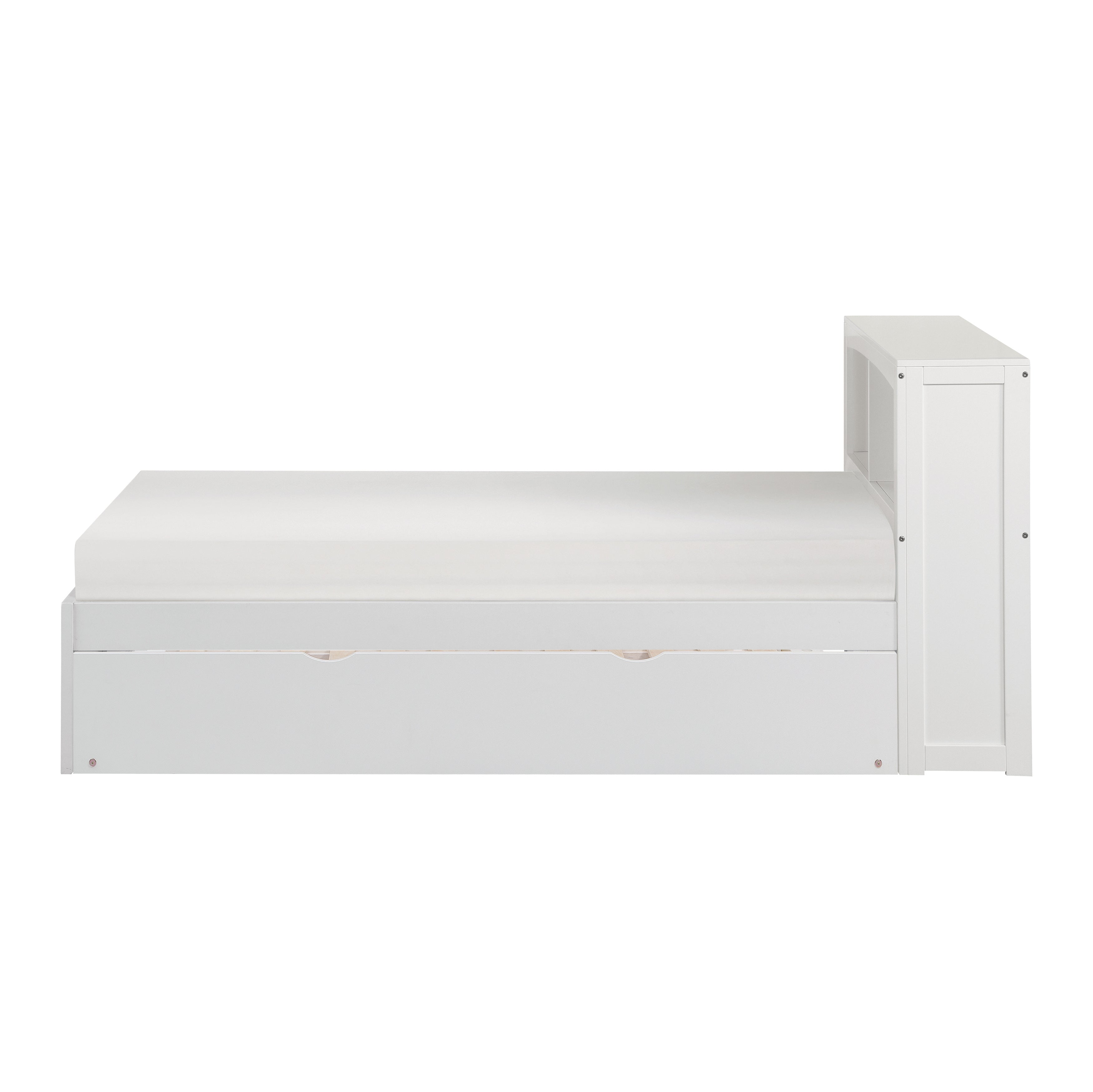 Galen White Twin Bookcase Bed with Twin Trundle - SET | B2053BCW-1 | B2053BCW-2 | B2053W-R - Bien Home Furniture & Electronics