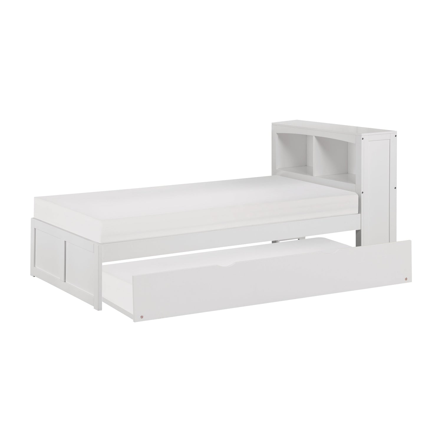 Galen White Twin Bookcase Bed with Twin Trundle - SET | B2053BCW-1 | B2053BCW-2 | B2053W-R - Bien Home Furniture & Electronics