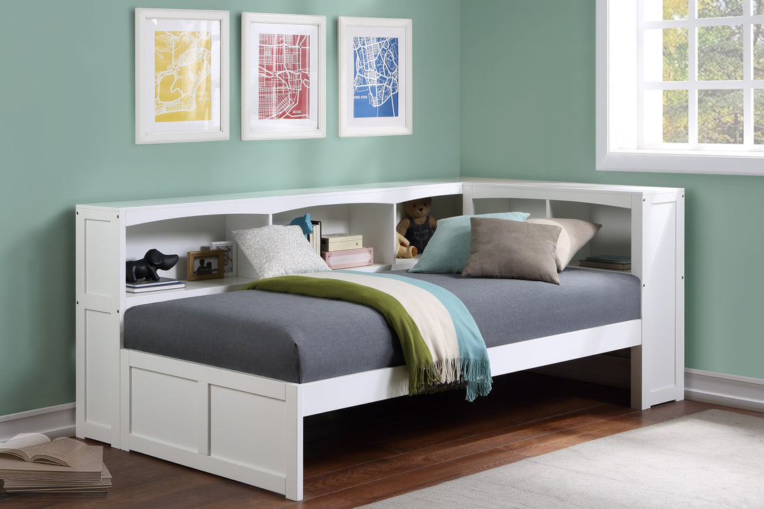 Galen White Twin Bookcase Corner Bed - SET | B2053BCW-1 | B2053BCW-2 | B2053BCW-BC - Bien Home Furniture &amp; Electronics