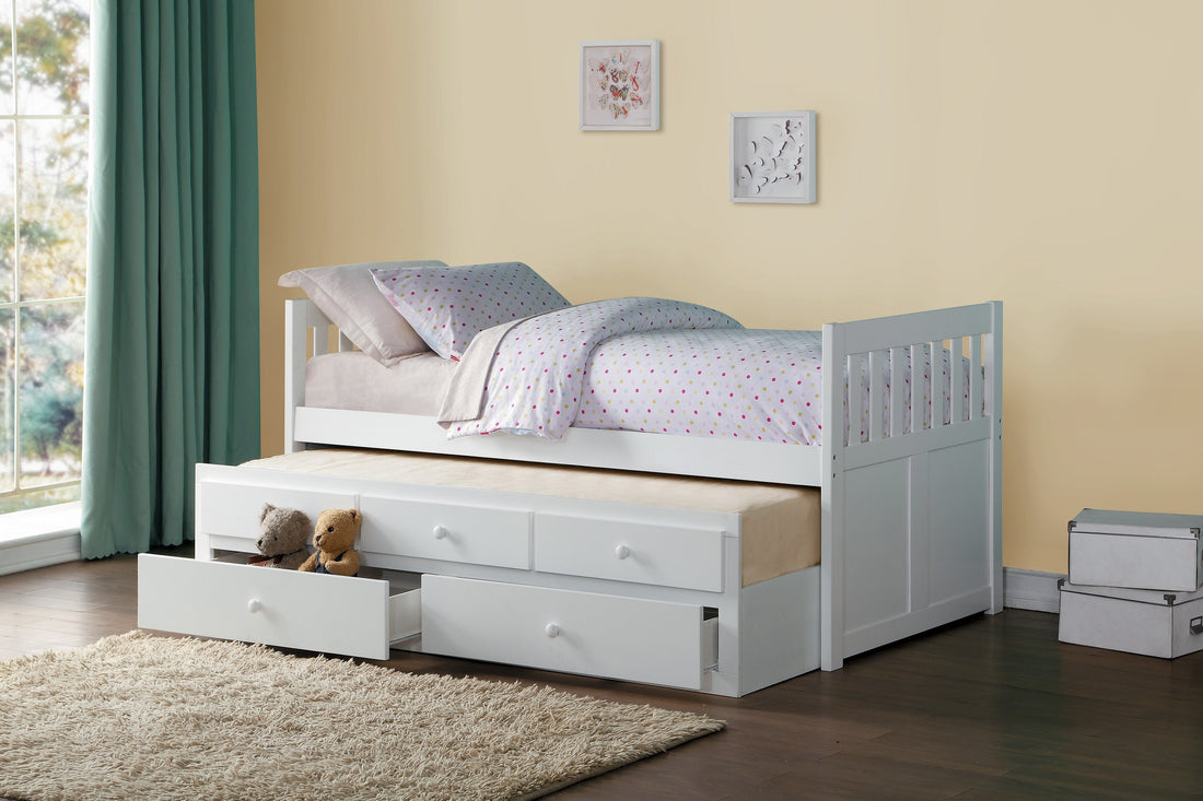 Galen White Twin Captains Trundle Bed - SET | B2053PRW-1 | B2053PRW-2 - Bien Home Furniture &amp; Electronics