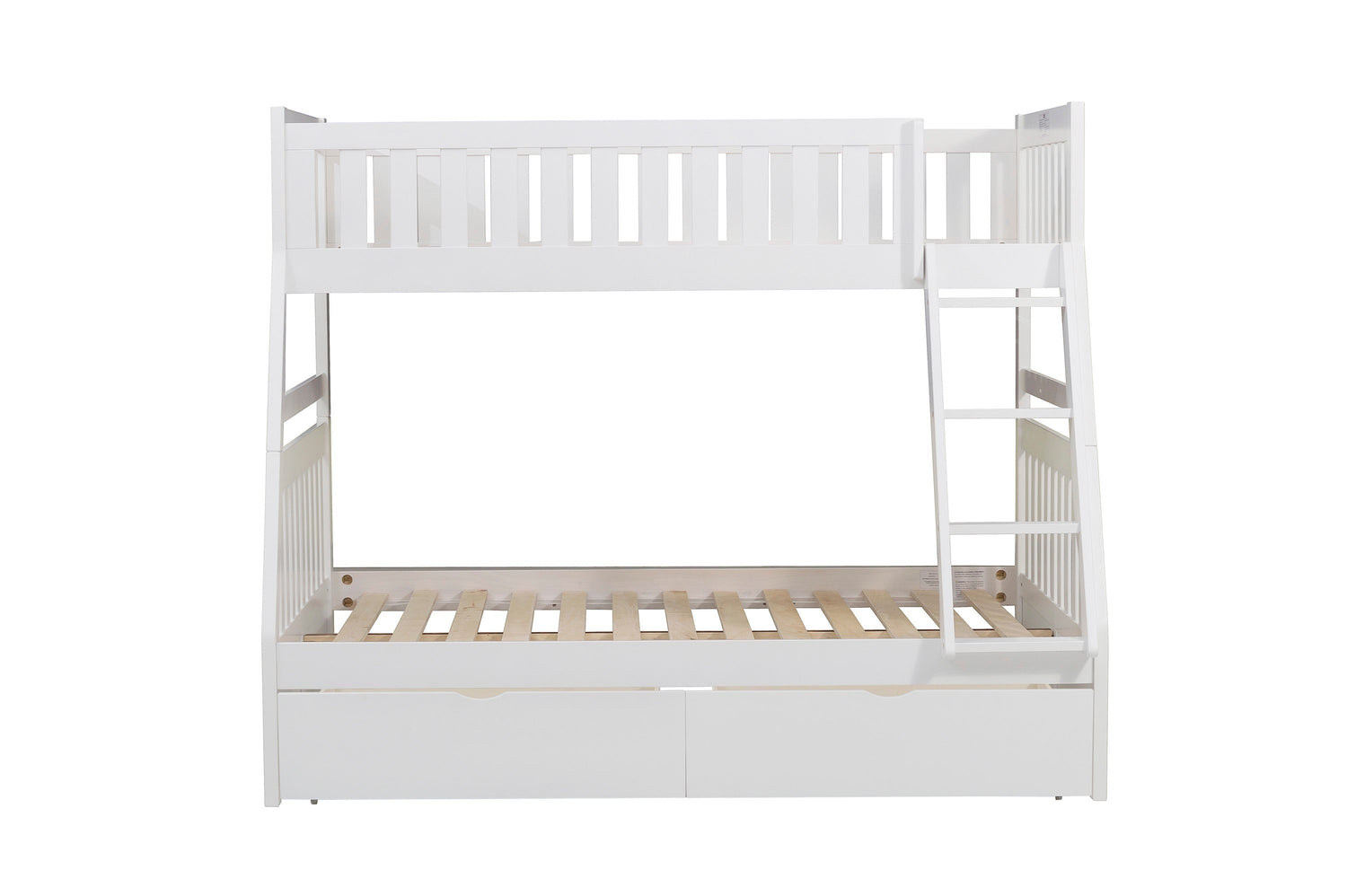 Galen White Twin/Full Bunk Bed with Storage Boxes - SET | B2053TFW-1 | B2053TFW-2 | B2053TFW-SL | B2053W-T - Bien Home Furniture & Electronics