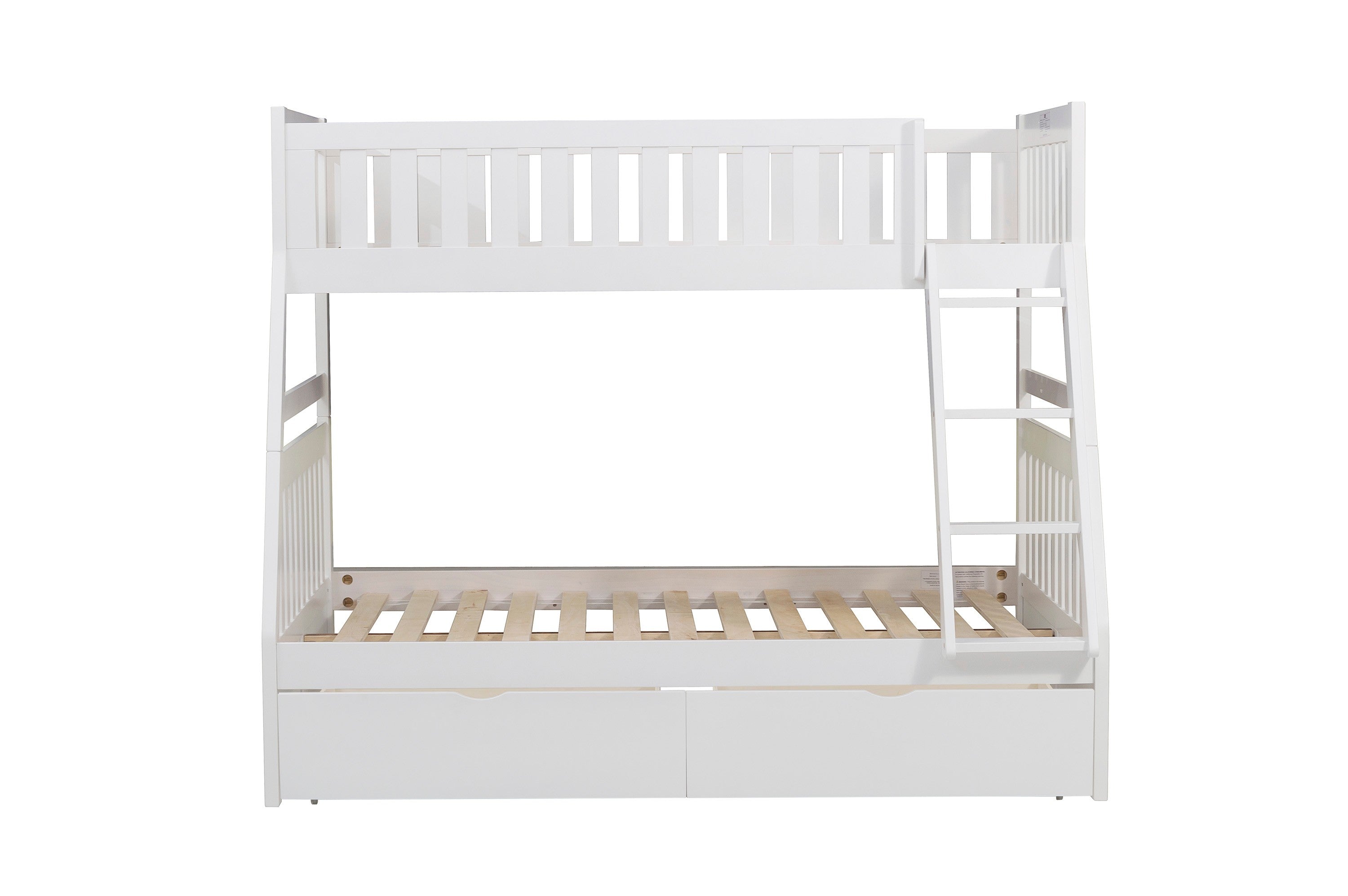 Galen White Twin/Full Bunk Bed with Storage Boxes - SET | B2053TFW-1 | B2053TFW-2 | B2053TFW-SL | B2053W-T - Bien Home Furniture &amp; Electronics