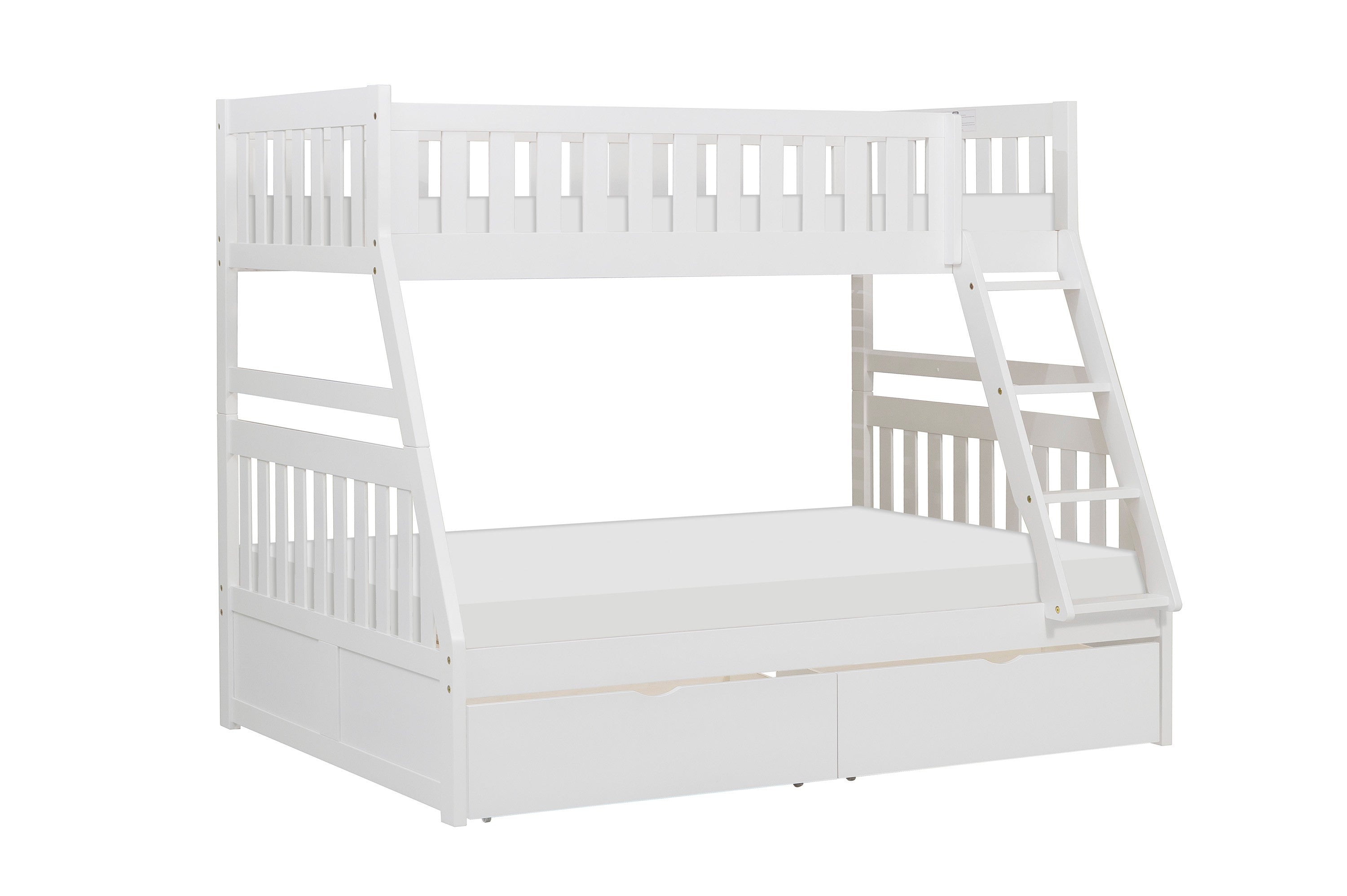 Galen White Twin/Full Bunk Bed with Storage Boxes - SET | B2053TFW-1 | B2053TFW-2 | B2053TFW-SL | B2053W-T - Bien Home Furniture &amp; Electronics