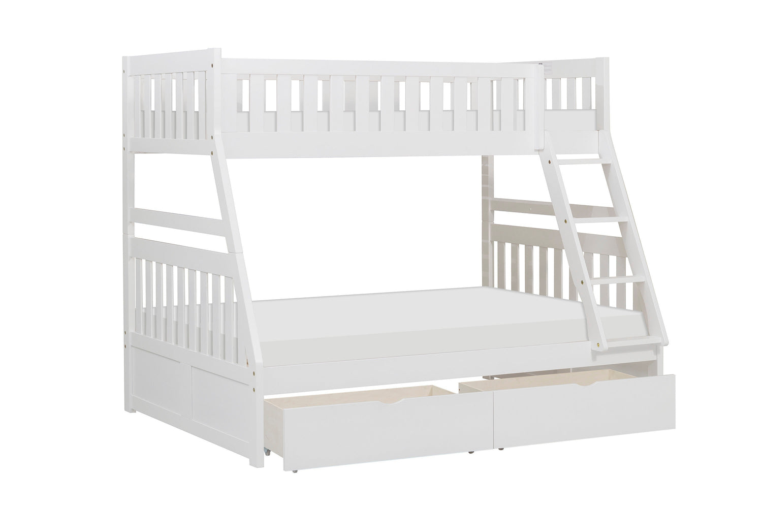 Galen White Twin/Full Bunk Bed with Storage Boxes - SET | B2053TFW-1 | B2053TFW-2 | B2053TFW-SL | B2053W-T - Bien Home Furniture & Electronics