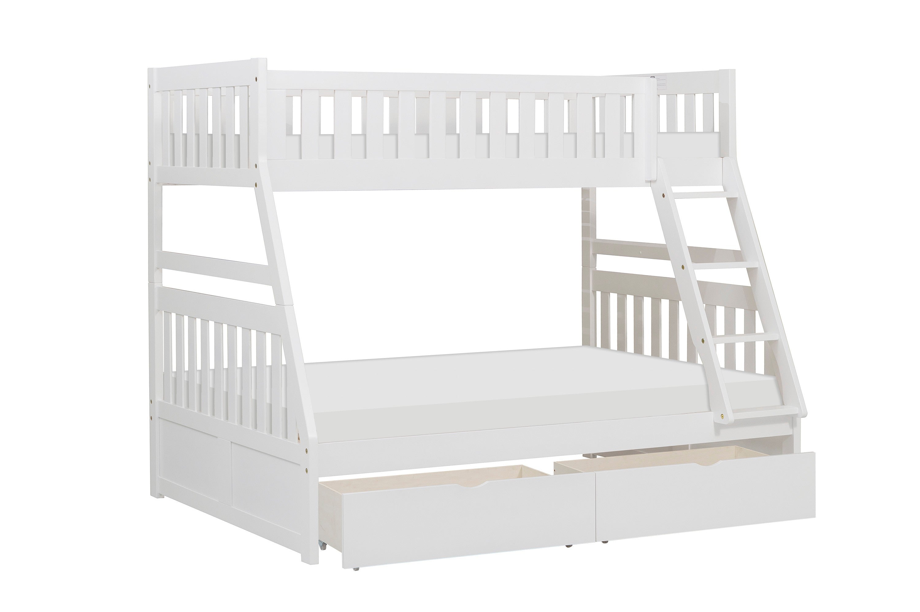 Galen White Twin/Full Bunk Bed with Storage Boxes - SET | B2053TFW-1 | B2053TFW-2 | B2053TFW-SL | B2053W-T - Bien Home Furniture &amp; Electronics