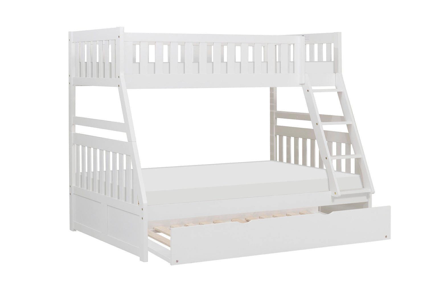 Galen White Twin/Full Bunk Bed with Twin Trundle - SET | B2053TFW-1 | B2053TFW-2 | B2053TFW-SL | B2053W-R - Bien Home Furniture & Electronics