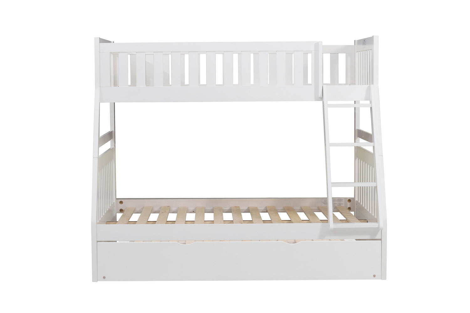 Galen White Twin/Full Bunk Bed with Twin Trundle - SET | B2053TFW-1 | B2053TFW-2 | B2053TFW-SL | B2053W-R - Bien Home Furniture & Electronics