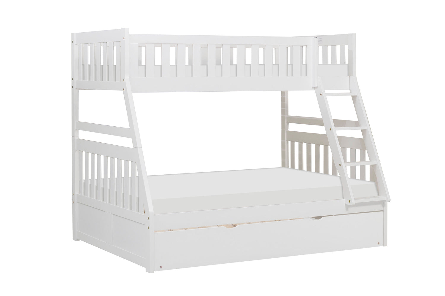 Galen White Twin/Full Bunk Bed with Twin Trundle - SET | B2053TFW-1 | B2053TFW-2 | B2053TFW-SL | B2053W-R - Bien Home Furniture & Electronics