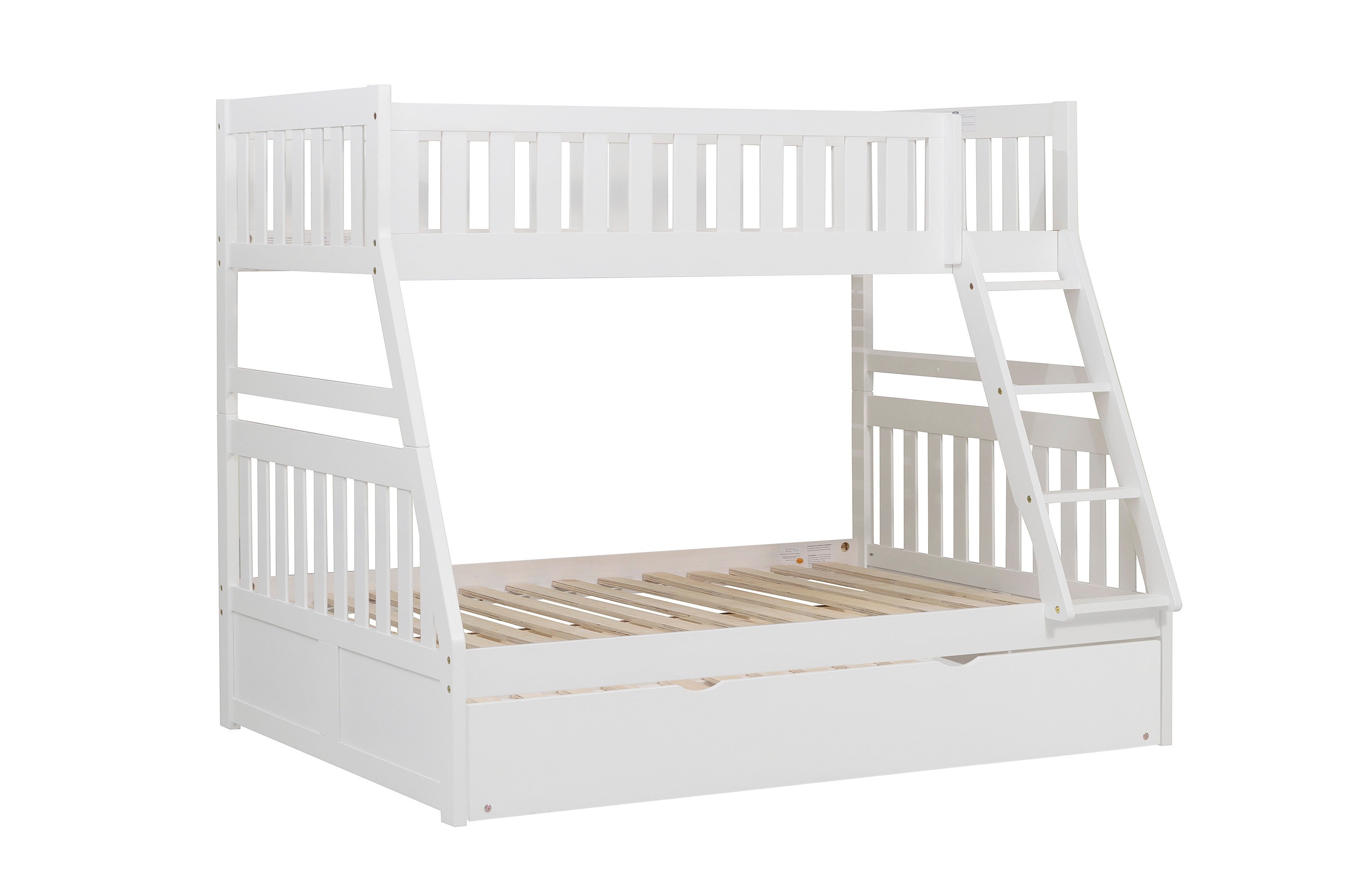 Galen White Twin/Full Bunk Bed with Twin Trundle - SET | B2053TFW-1 | B2053TFW-2 | B2053TFW-SL | B2053W-R - Bien Home Furniture & Electronics