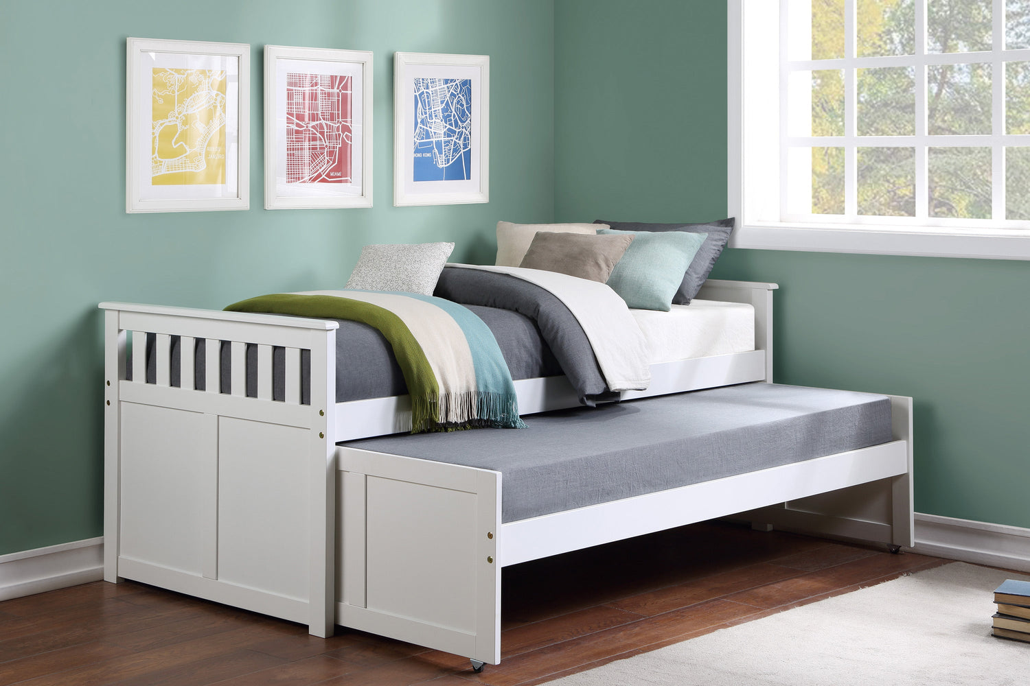 Galen White Twin/Twin Bed - SET | B2053RTW-1 | B2053RTW-2 | B2053RTW-SL - Bien Home Furniture &amp; Electronics