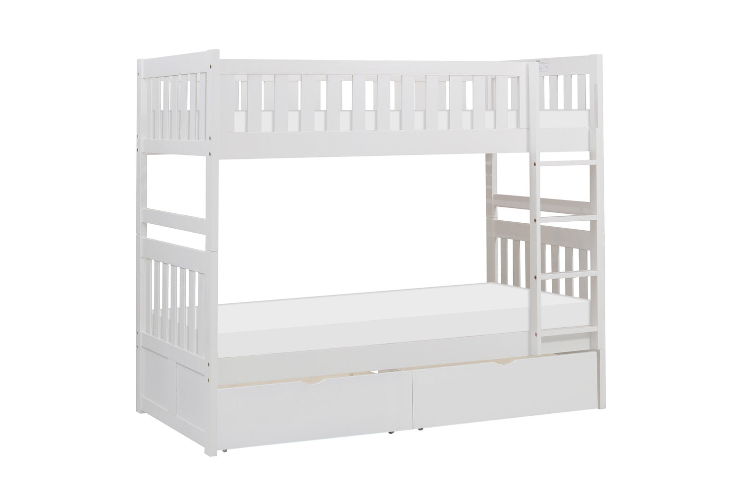 Galen White Twin/Twin Bunk Bed with Storage Boxes - SET | B2053W-1 | B2053W-2 | B2053W-SL | B2053W-T - Bien Home Furniture & Electronics