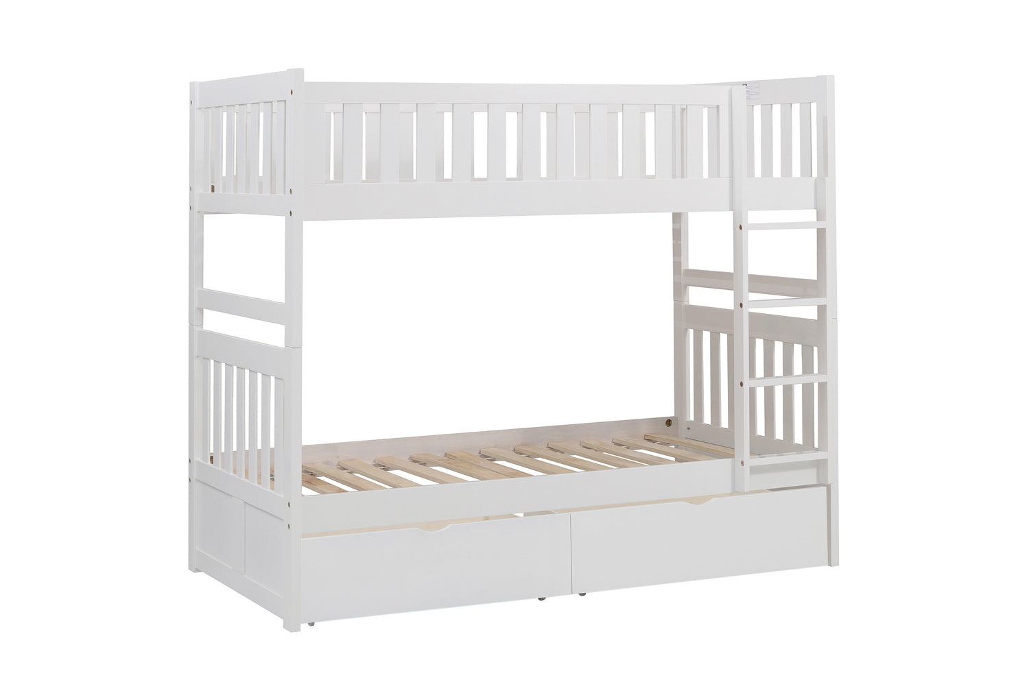 Galen White Twin/Twin Bunk Bed with Storage Boxes - SET | B2053W-1 | B2053W-2 | B2053W-SL | B2053W-T - Bien Home Furniture & Electronics