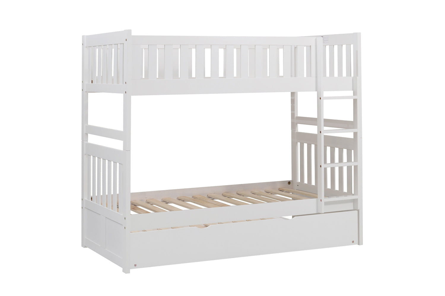 Galen White Twin/Twin Bunk Bed with Twin Trundle - SET | B2053W-1 | B2053W-2 | B2053W-SL | B2053W-R - Bien Home Furniture &amp; Electronics