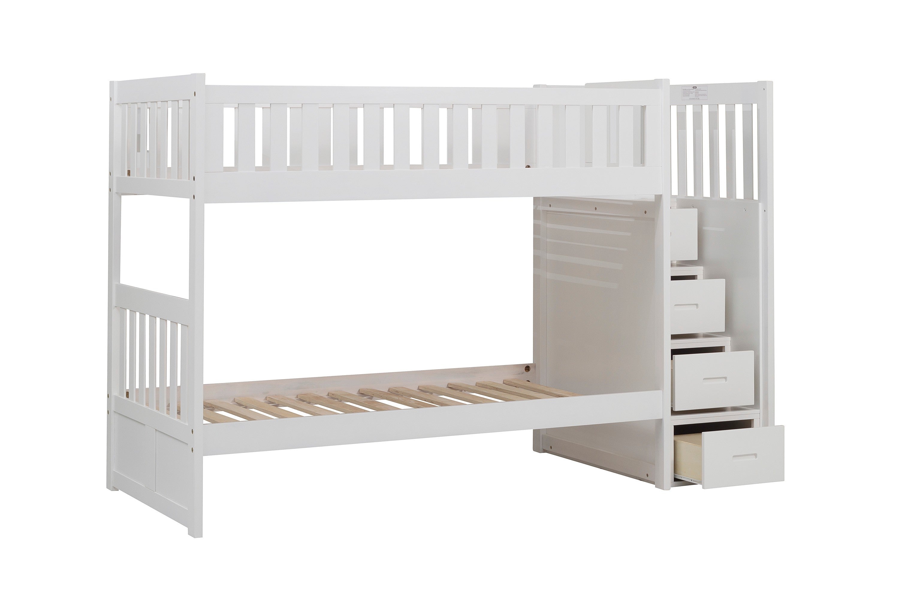 Galen White Twin/Twin Step Bunk Bed - SET | B2053SBW-1 | B2053SBW-2 | B2053SBW-3 | B2053SBW-SL - Bien Home Furniture &amp; Electronics