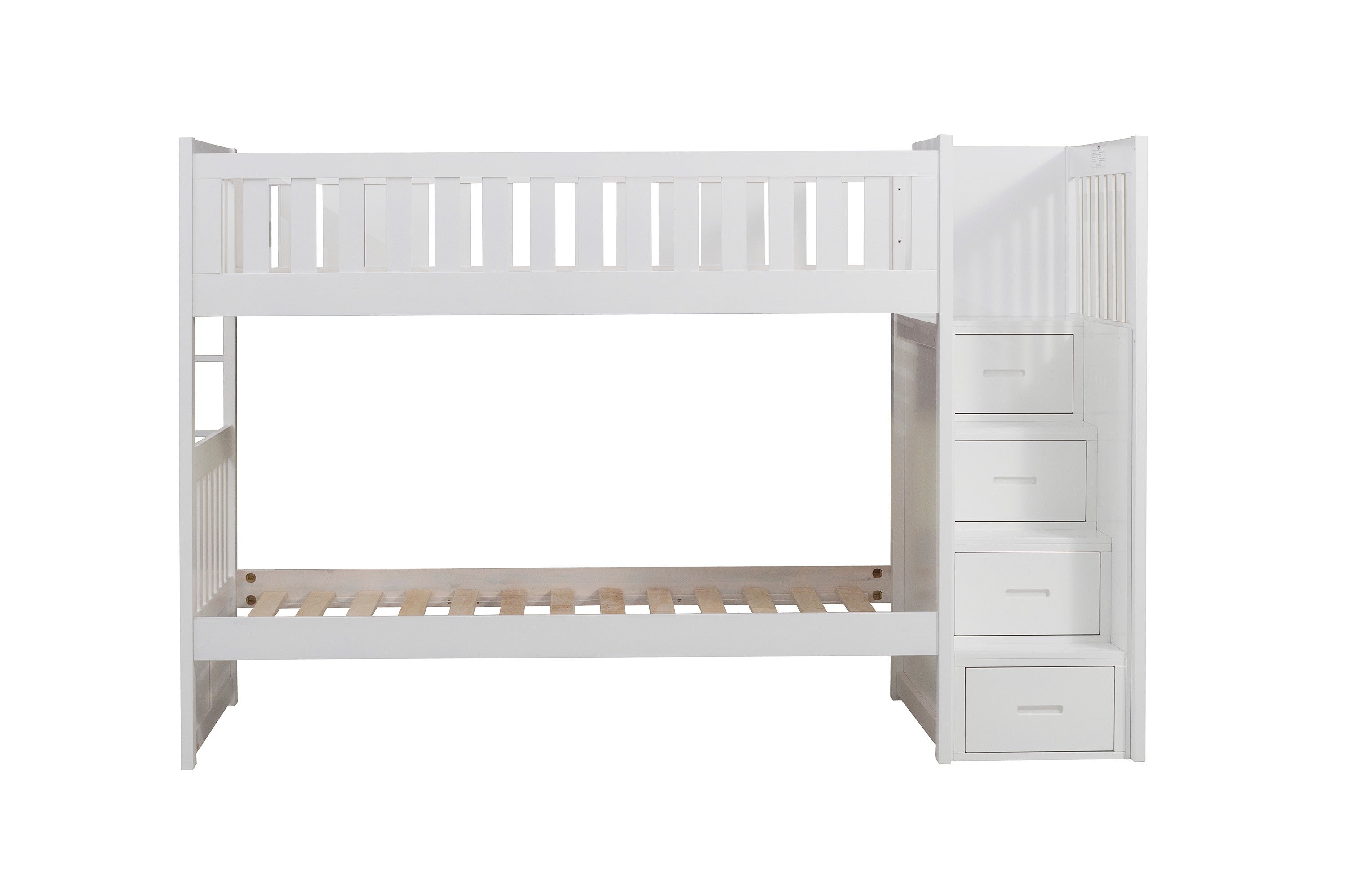 Galen White Twin/Twin Step Bunk Bed - SET | B2053SBW-1 | B2053SBW-2 | B2053SBW-3 | B2053SBW-SL - Bien Home Furniture & Electronics