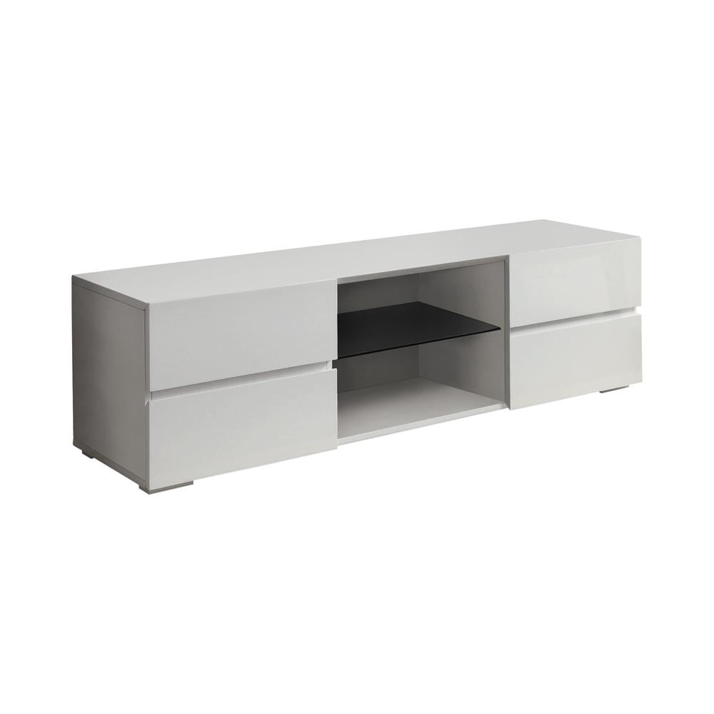 Galvin 4-Drawer TV Console Glossy White - 700825 - Bien Home Furniture & Electronics