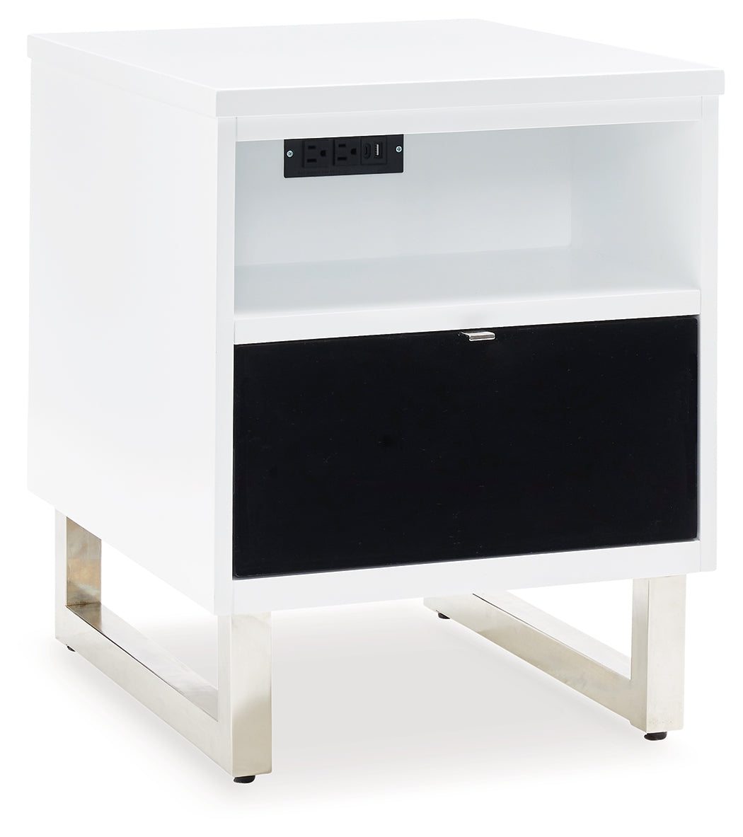 Gardoni White/Black Chairside End Table - T756-7 - Bien Home Furniture & Electronics